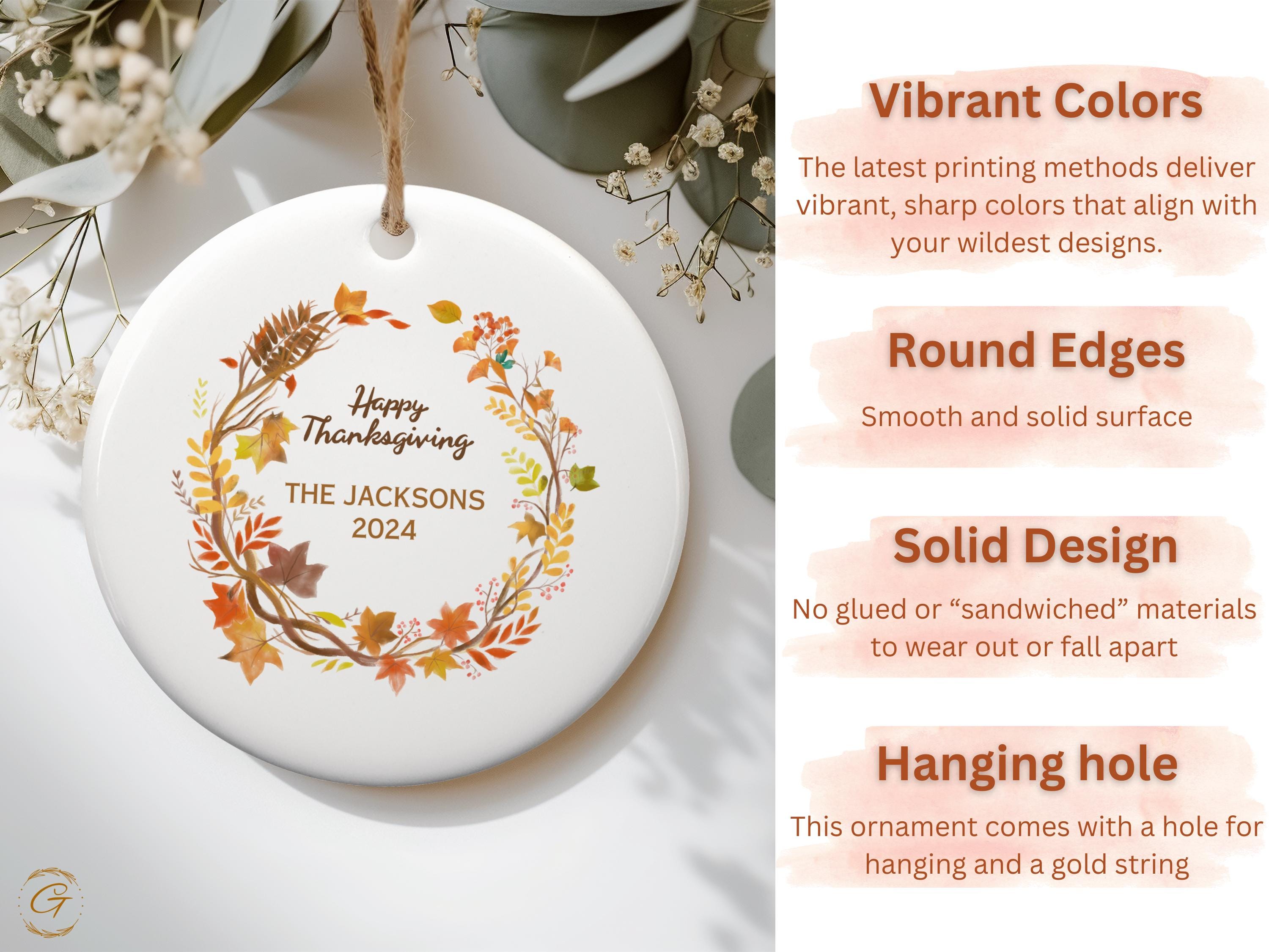 Thanksgiving Wreath Ornaments, Customizable Thanksgiving Decor