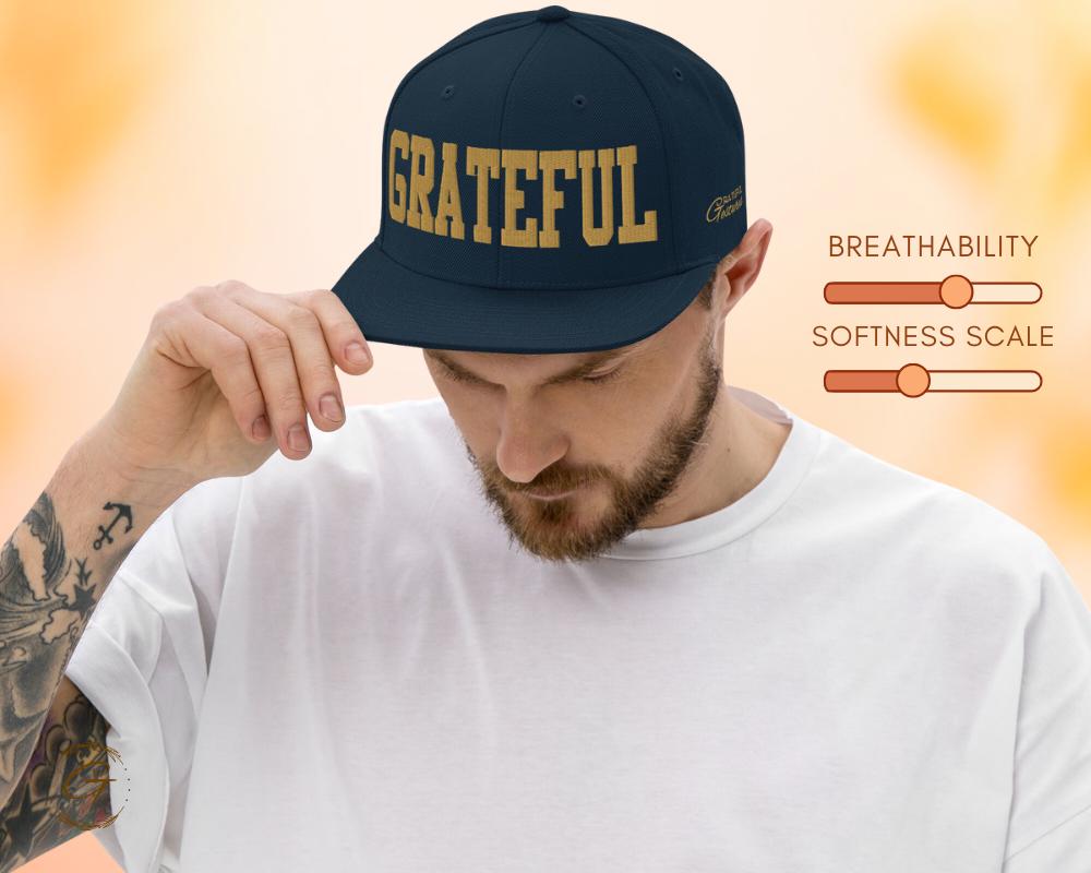 GRATEFUL Snapback Hat Embroidered Design
