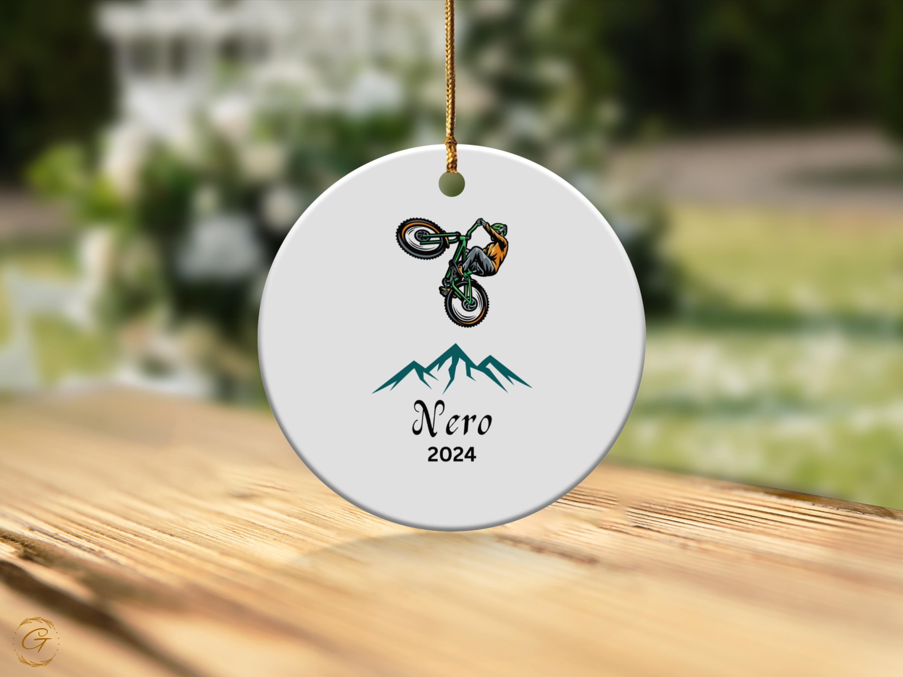 Personalized Mountain Bike Holiday Ornament, Custom 2024 Ornament, Sports Enthusiast Gifts, Unique Holiday Tree, Adventure Lovers Ideal Gift