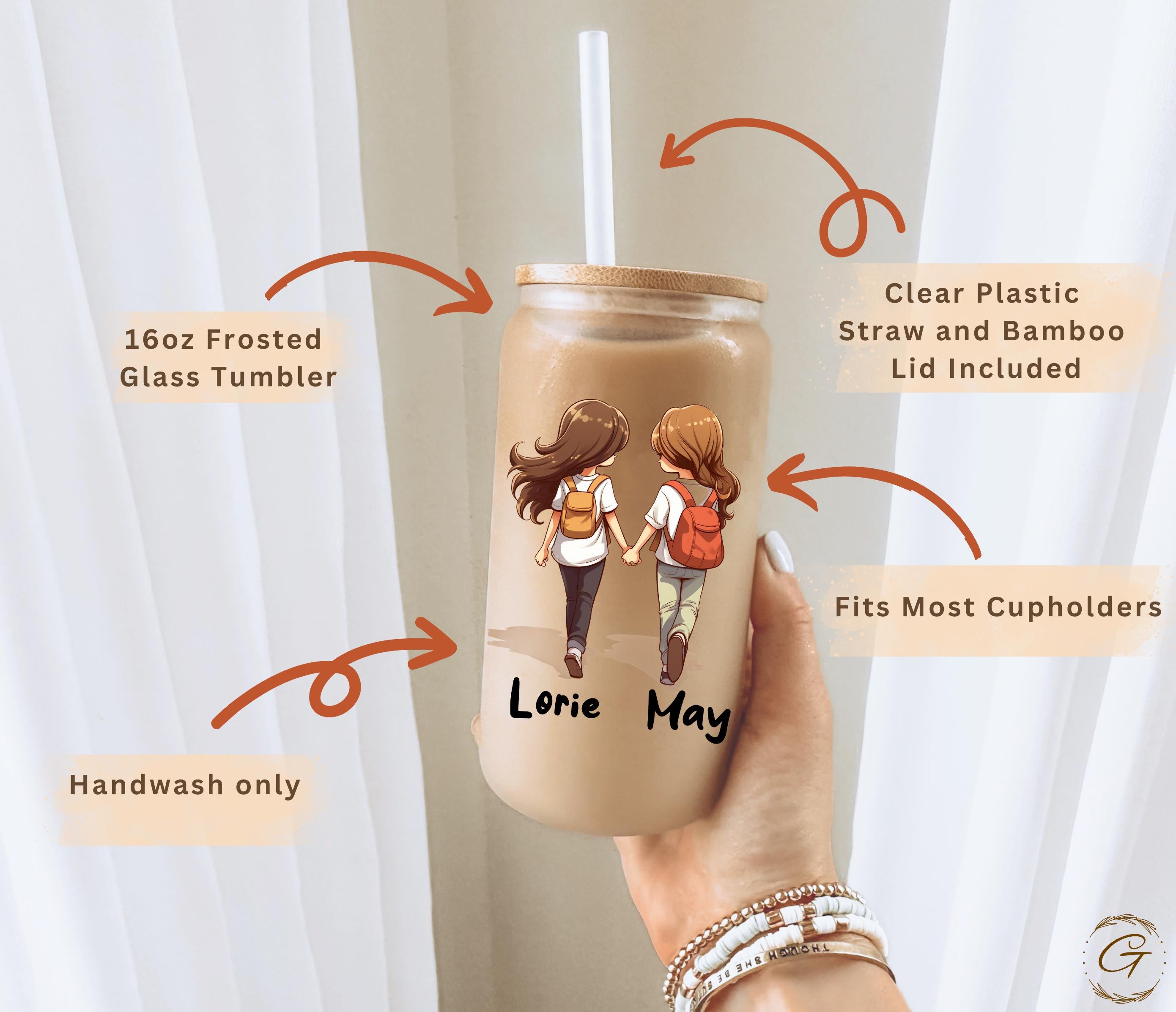 School Girls Design Frosted Glass Cup