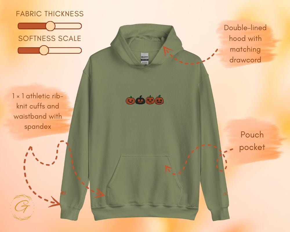 Halloween Hoodie, Four Pumpkins Hooded Sweatshirt, Pumpkin Faces Hoodie Spooky Fall Hooded Pullover Halloween Hooded Sweater, Fun Hooded Top