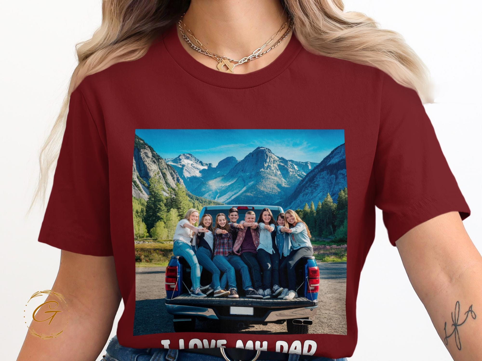 I Love My Dad with Custom Picture T-Shirt, Family Photo T-Shirt Dad Appreciation Gift Tee