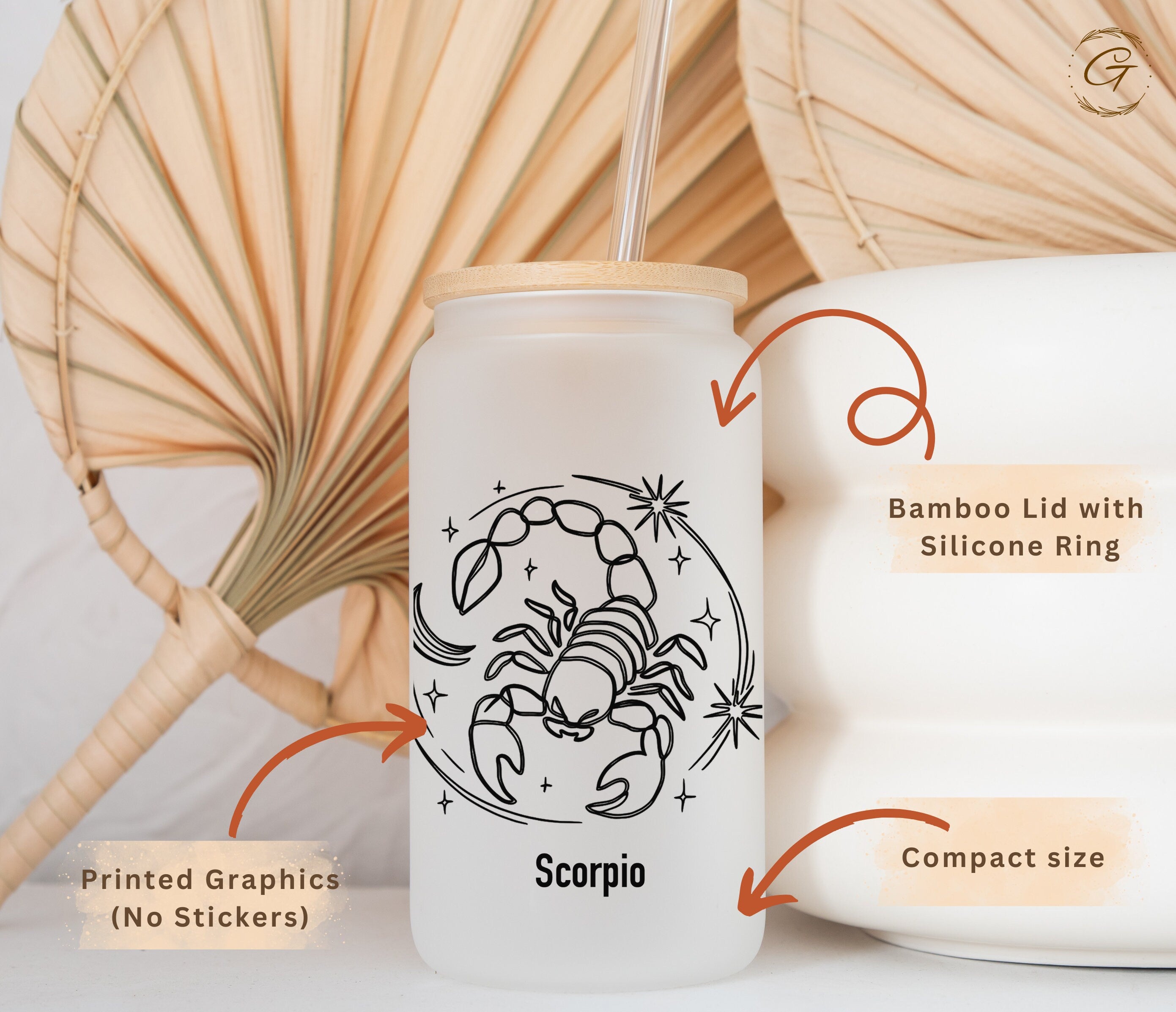 Scorpio Zodiac Sign Frosted Glass Cup