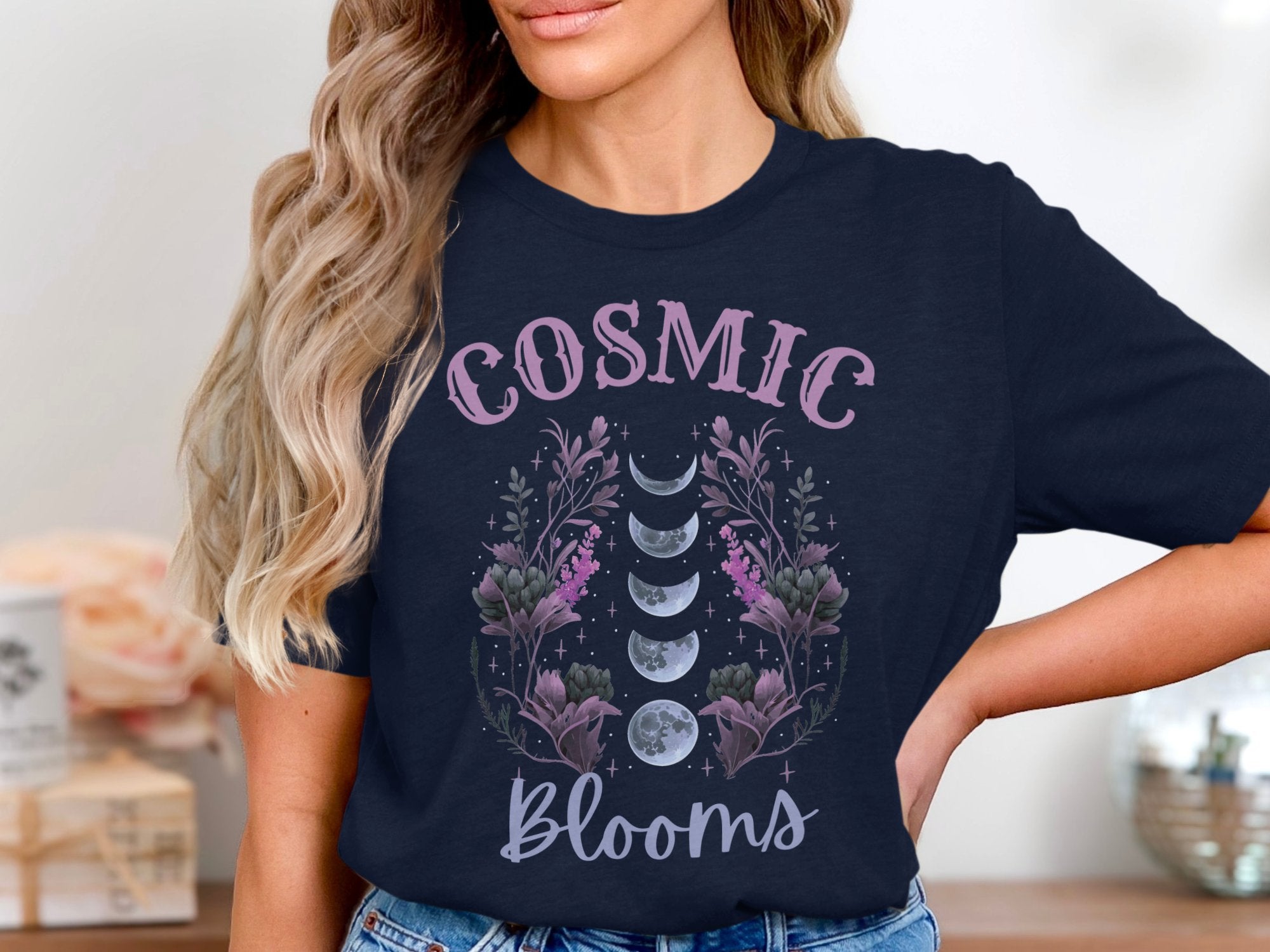 Cosmic Blooms Moon Phases Graphic T-Shirt product
