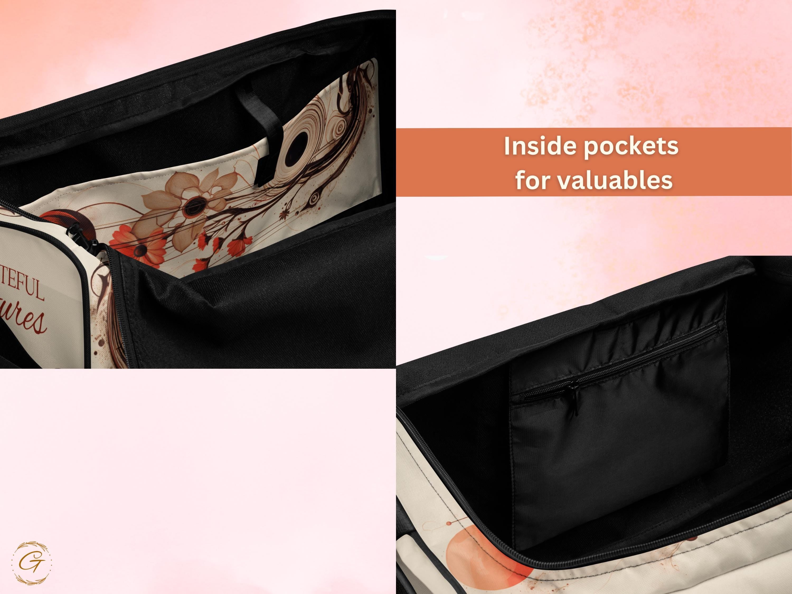 AOP Floral Duffel Bag with Abstract Art - Stylish Travel, Gym, Sports, or Weekend Bag - Lightweight, Durable,and Spacious Design, Ideal Gift