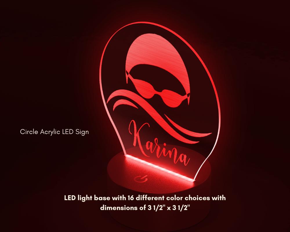 Sports Circle Acrylic LED Sign, Personalized Room Decor
