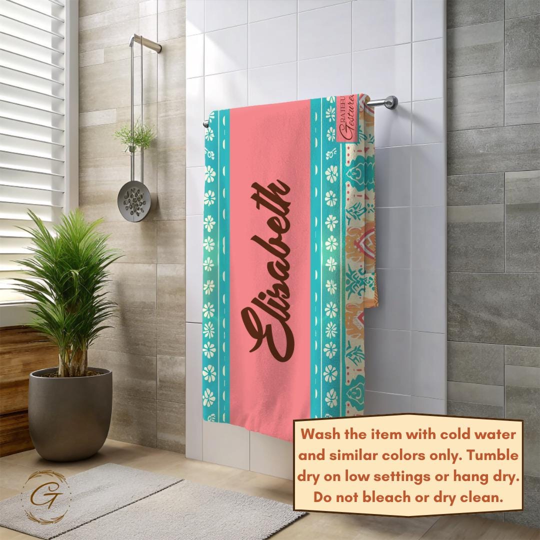 Bohemian Mint Personalized Beach Towel