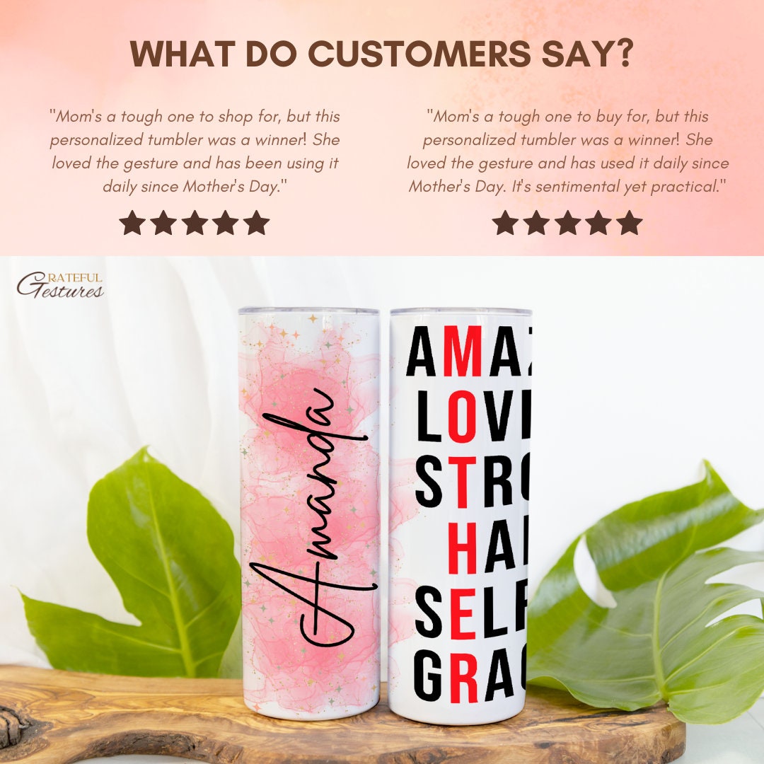 Personalized Mom Tumbler, Custom Mom Adjectives Design