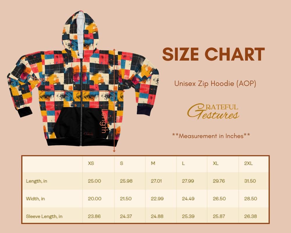 Retro Checkered Zip Hoodie All-Over Print