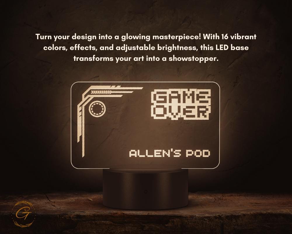 Game Over Design Name Plate Acrylic LED Sign