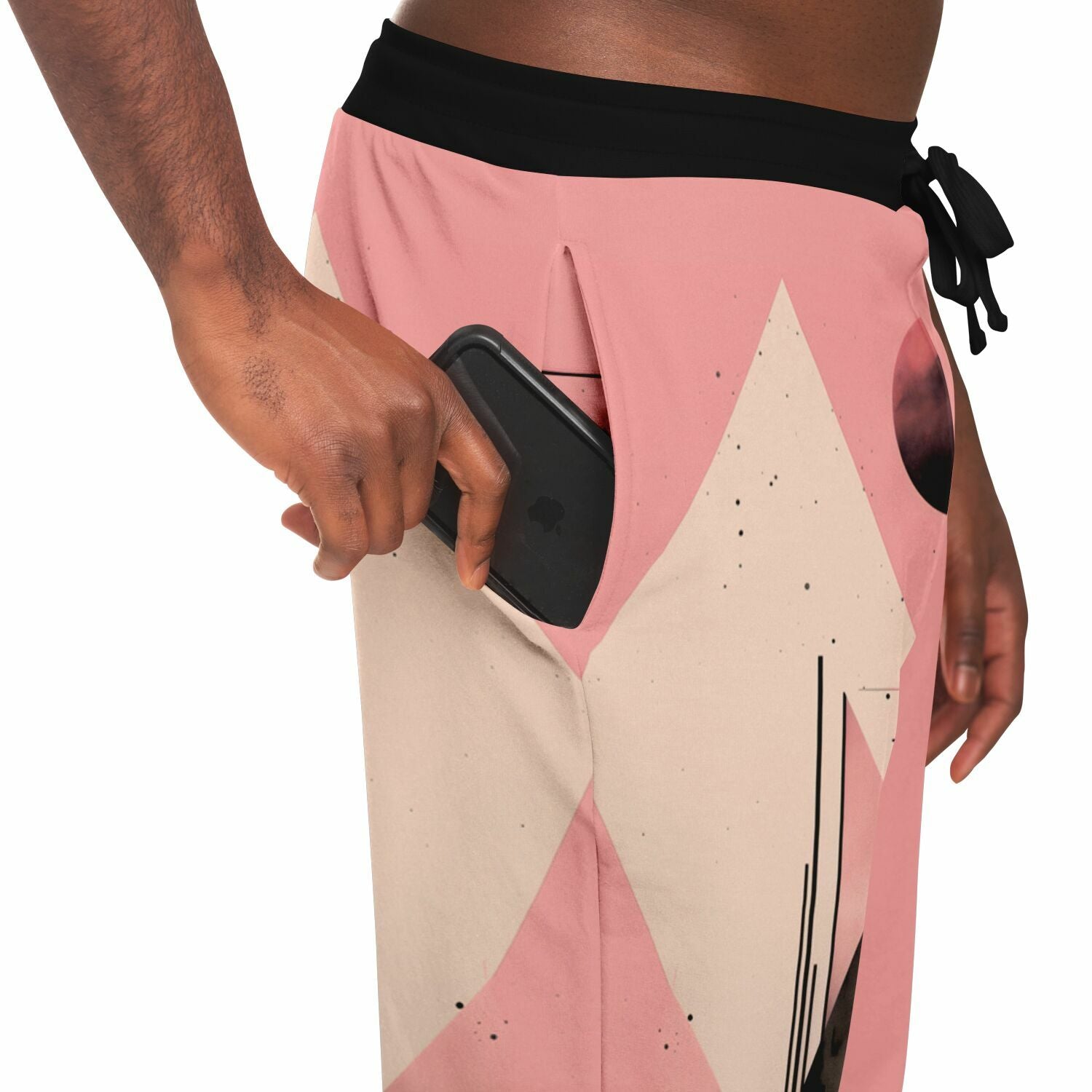 Pink Geometric Art Joggers – Abstract Minimalist Sweatpants