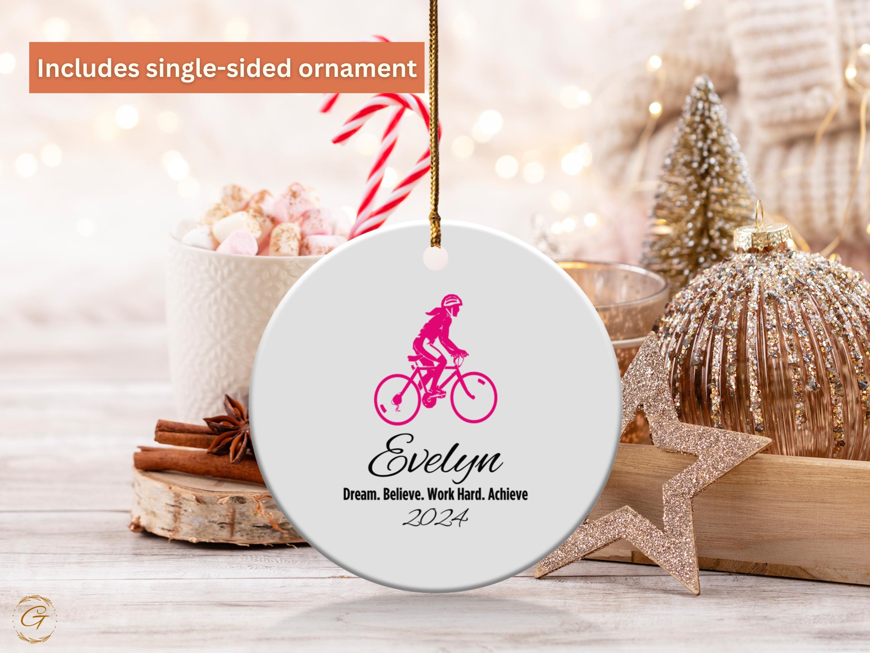 Personalized Cyclist Ornaments, Custom Name 2024 Ornament