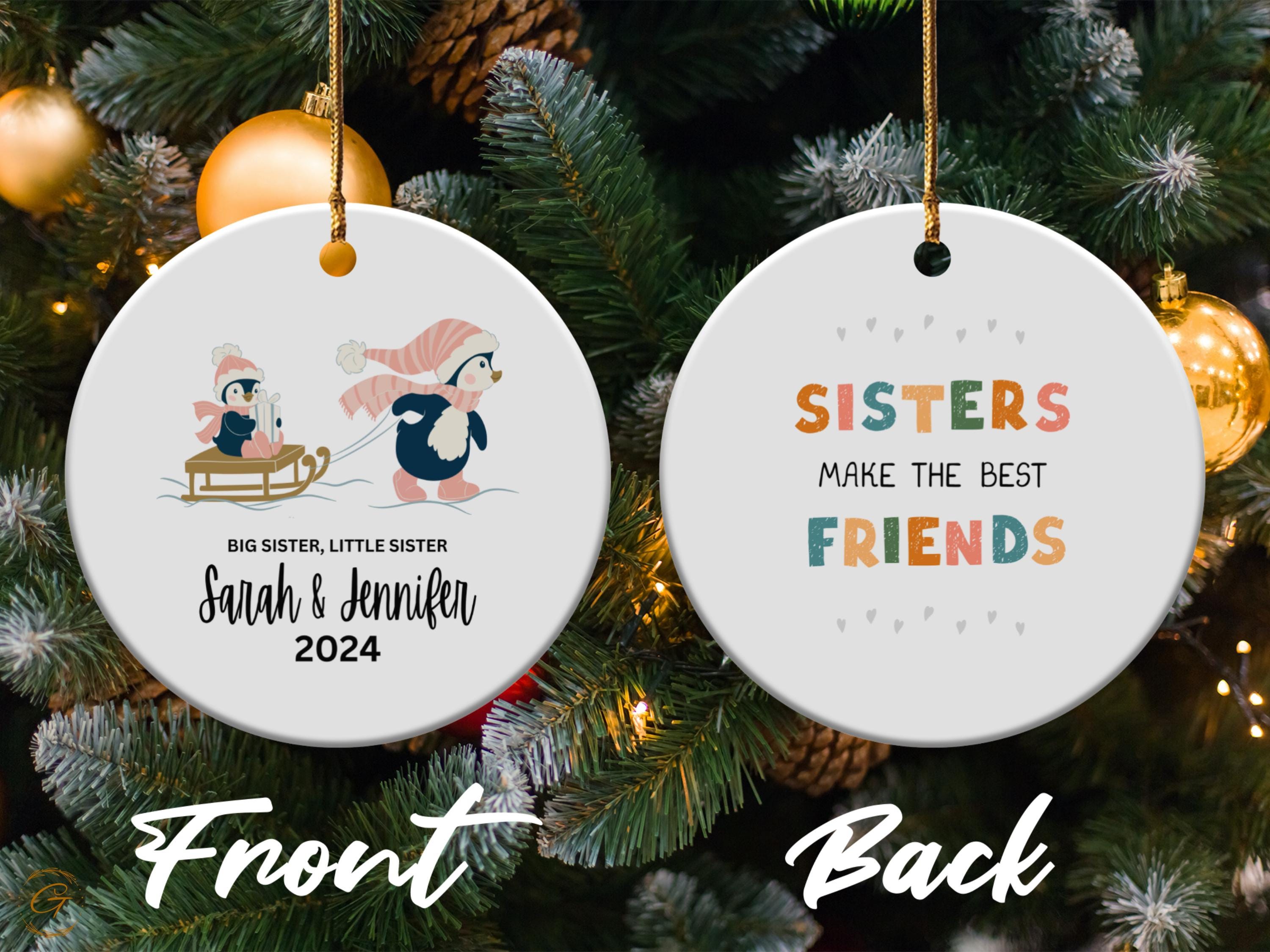 Personalized Penguin Sisters Ornament