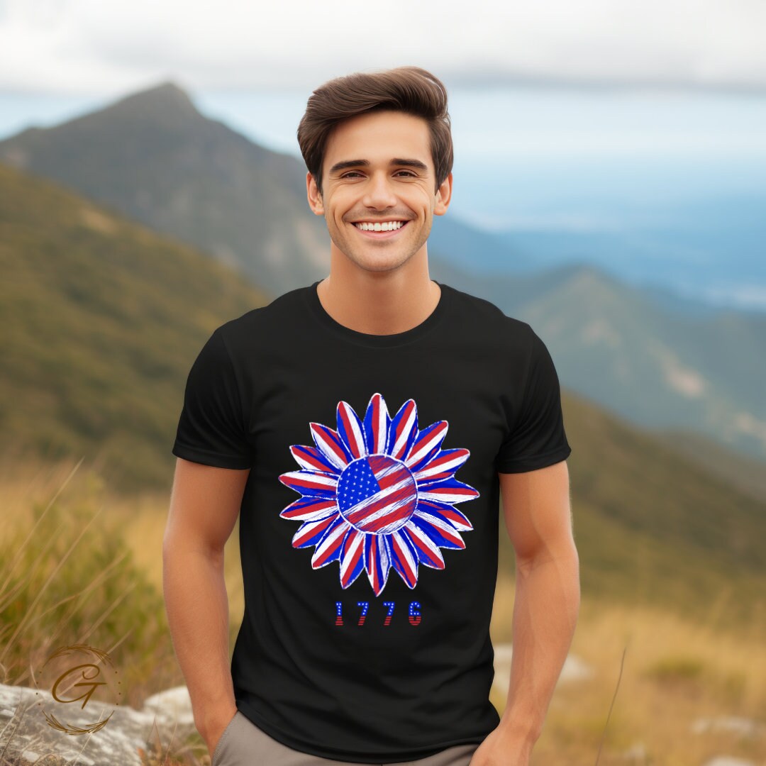 Juneteenth T-Shirt 1776 Flower American Flag Tee