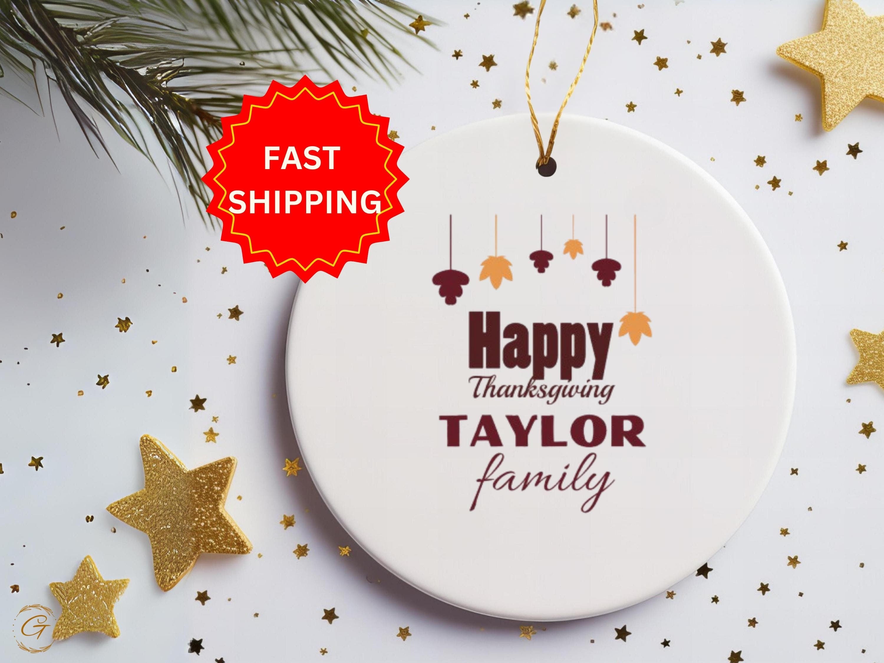 Happy Thanksgiving Ornament, Personalized Family Gifts, Fall Thanksgiving Decoration, Custom Family Ornament, Ideal Holiday Keepsake for Fam