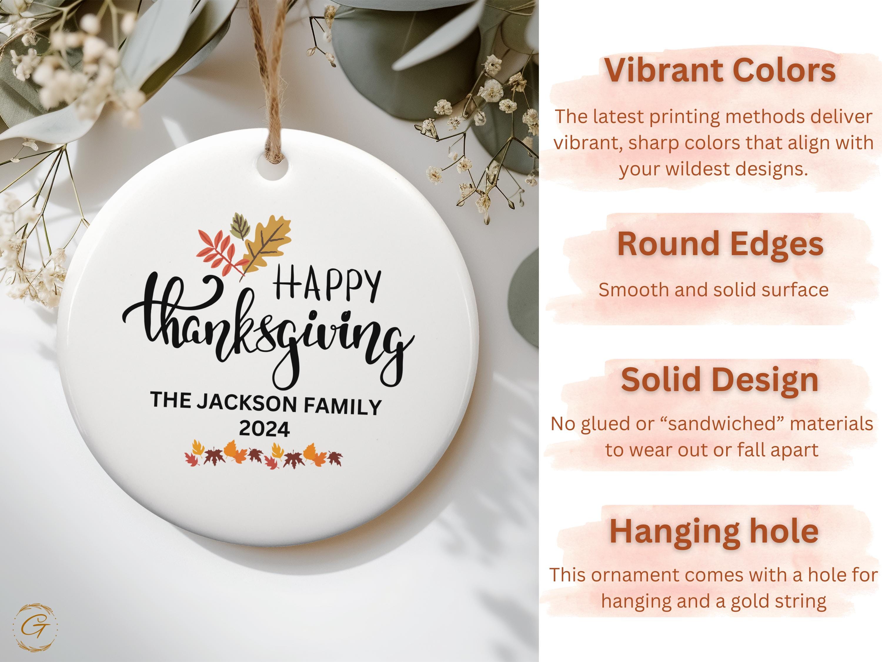 Personalized Thanksgiving Family Ornament Decoration 2024, Customized Family Gifts, Holiday Keepsake, Personalized Home Decor, Holiday Gifts