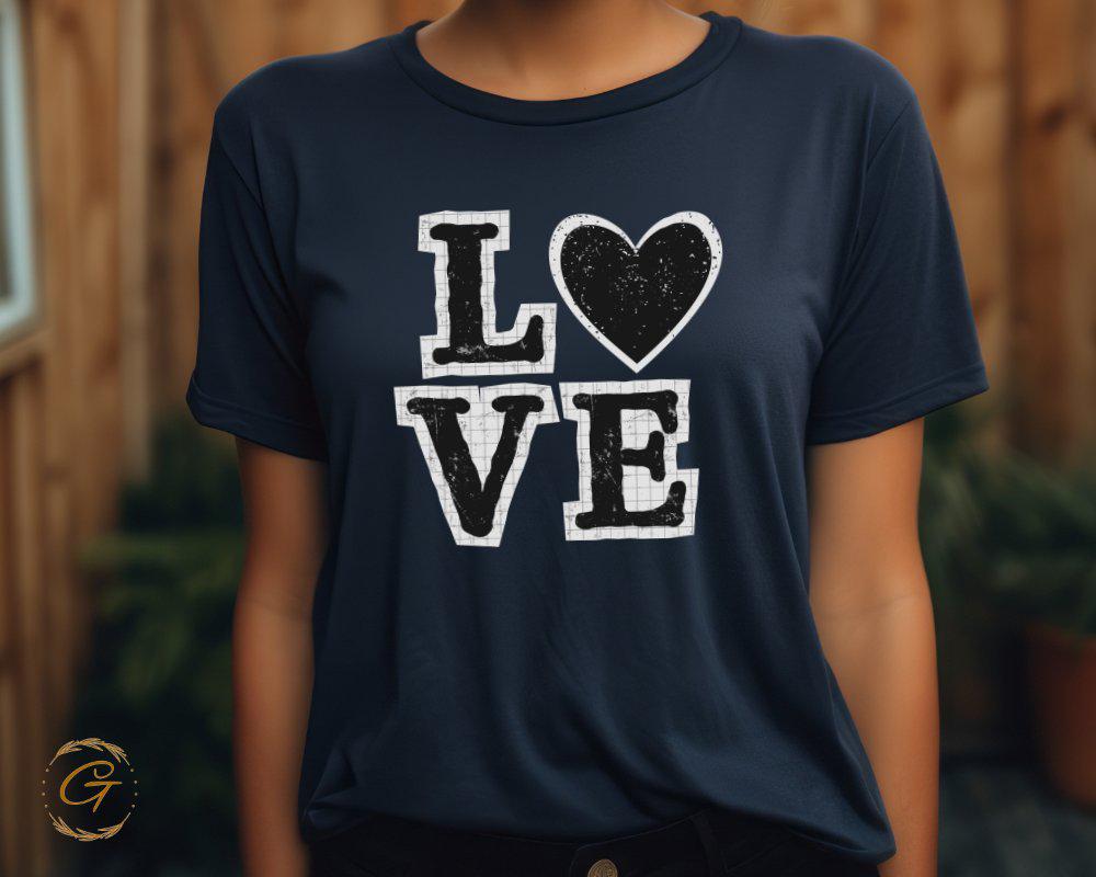 Valentines T-Shirt, Love Heart Text Graphic Tee
