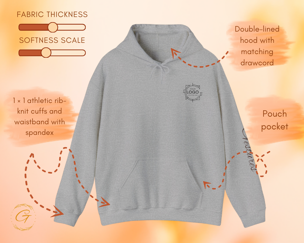 Custom Hoodies with Personalized Left Chest & Wrist Logo Print