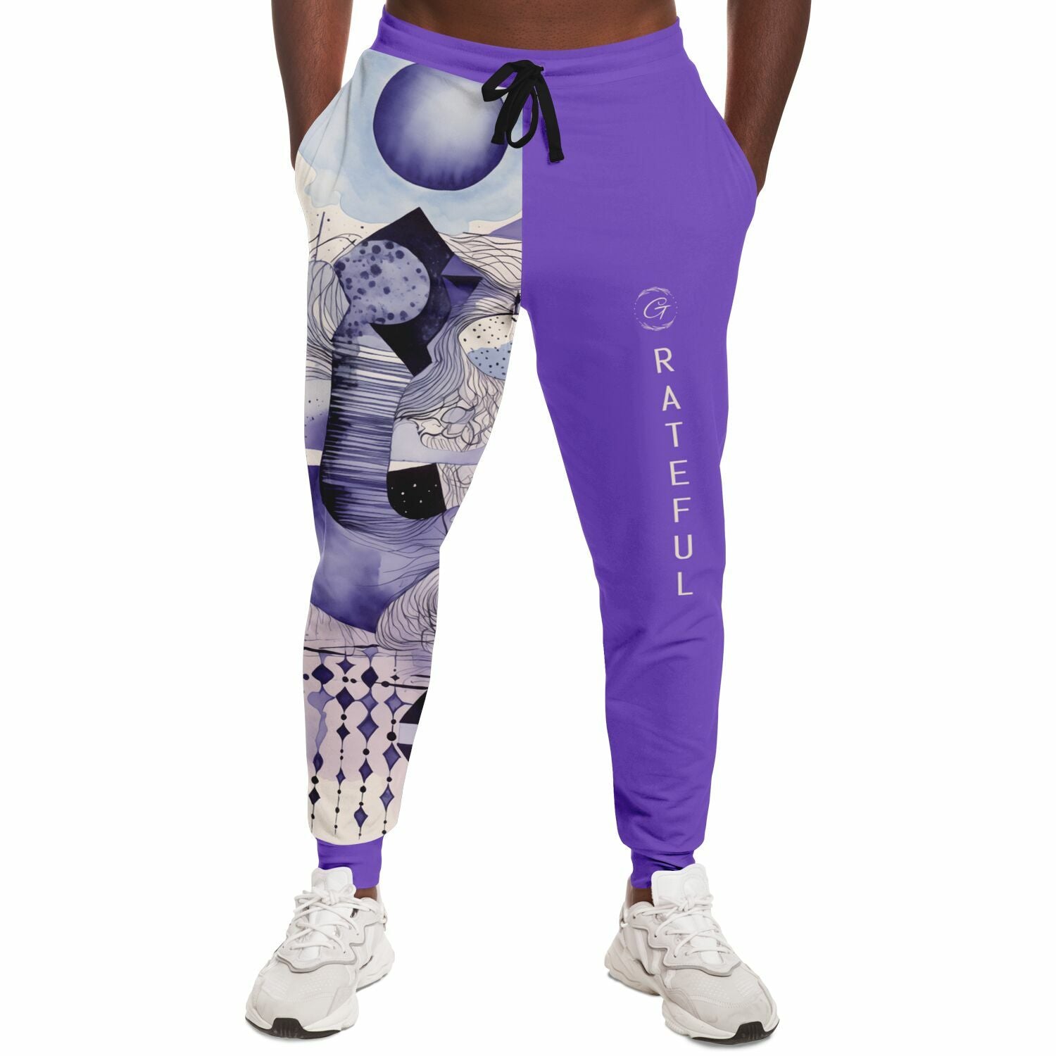 Abstract Purple Art Joggers – Trendy Watercolor Sweatpants for Men & Women