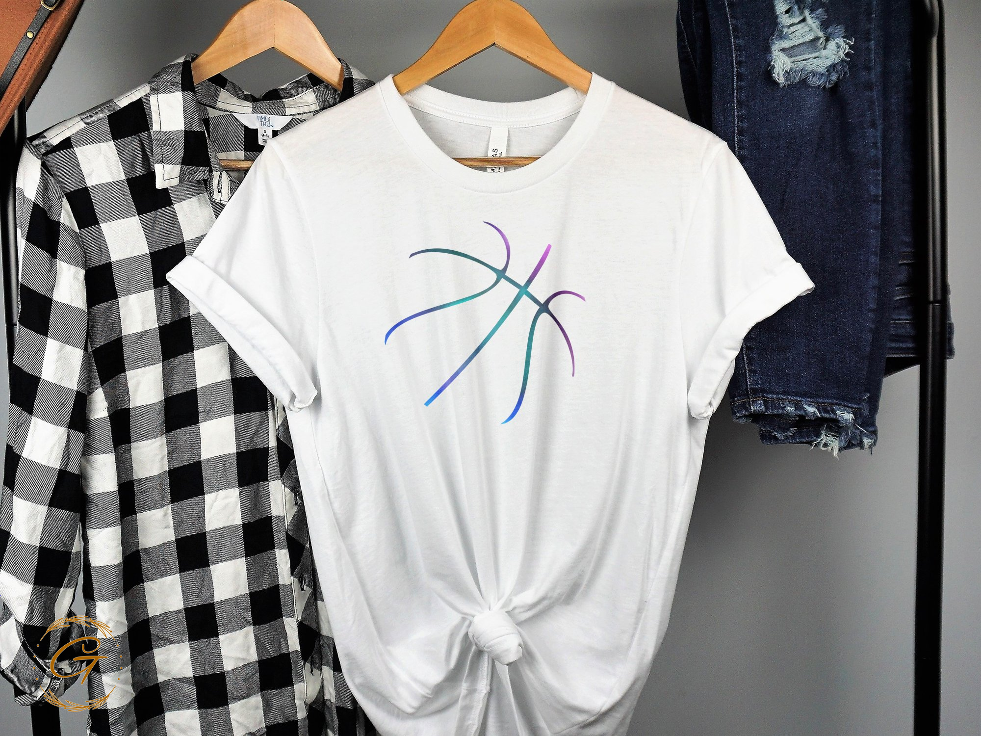 Basketball Design White Casual Tee product type