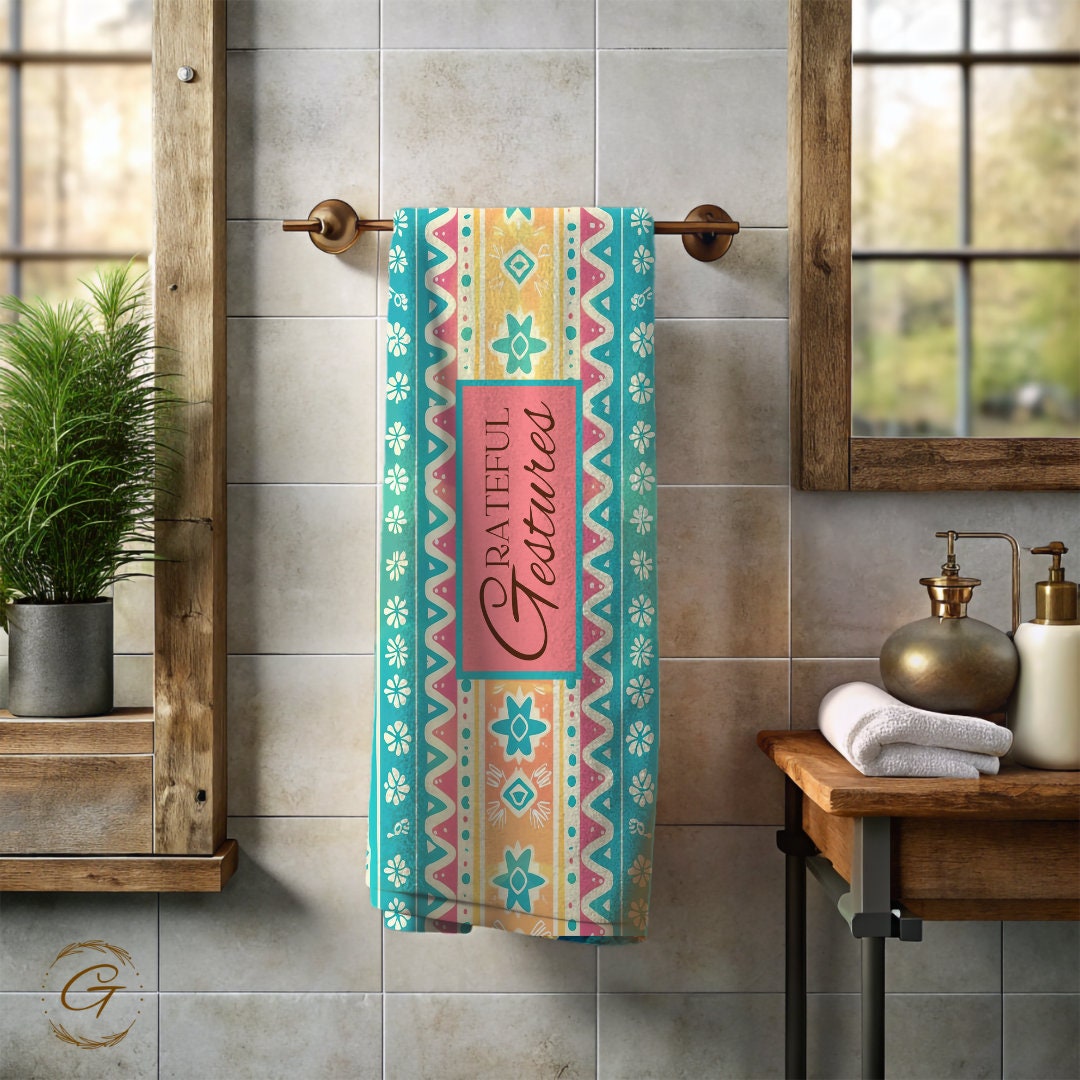 Grateful Gestures Bohemian Mint Beach Towel, Luxurious and Versatile Colorful Design for Beach, Summer Stylish and Soft, Perfect Summer Gift