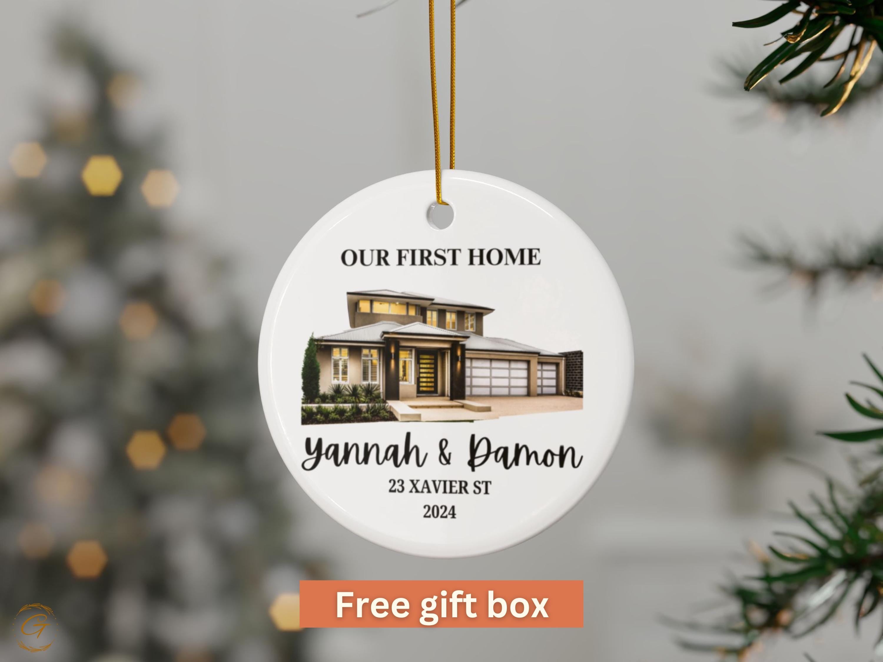 Personalized First Home Ornament, Custom Housewarming Gifts, New Homeowner Keepsake, House Photo Ornament, Home Sweet Home Gift for Neighbor