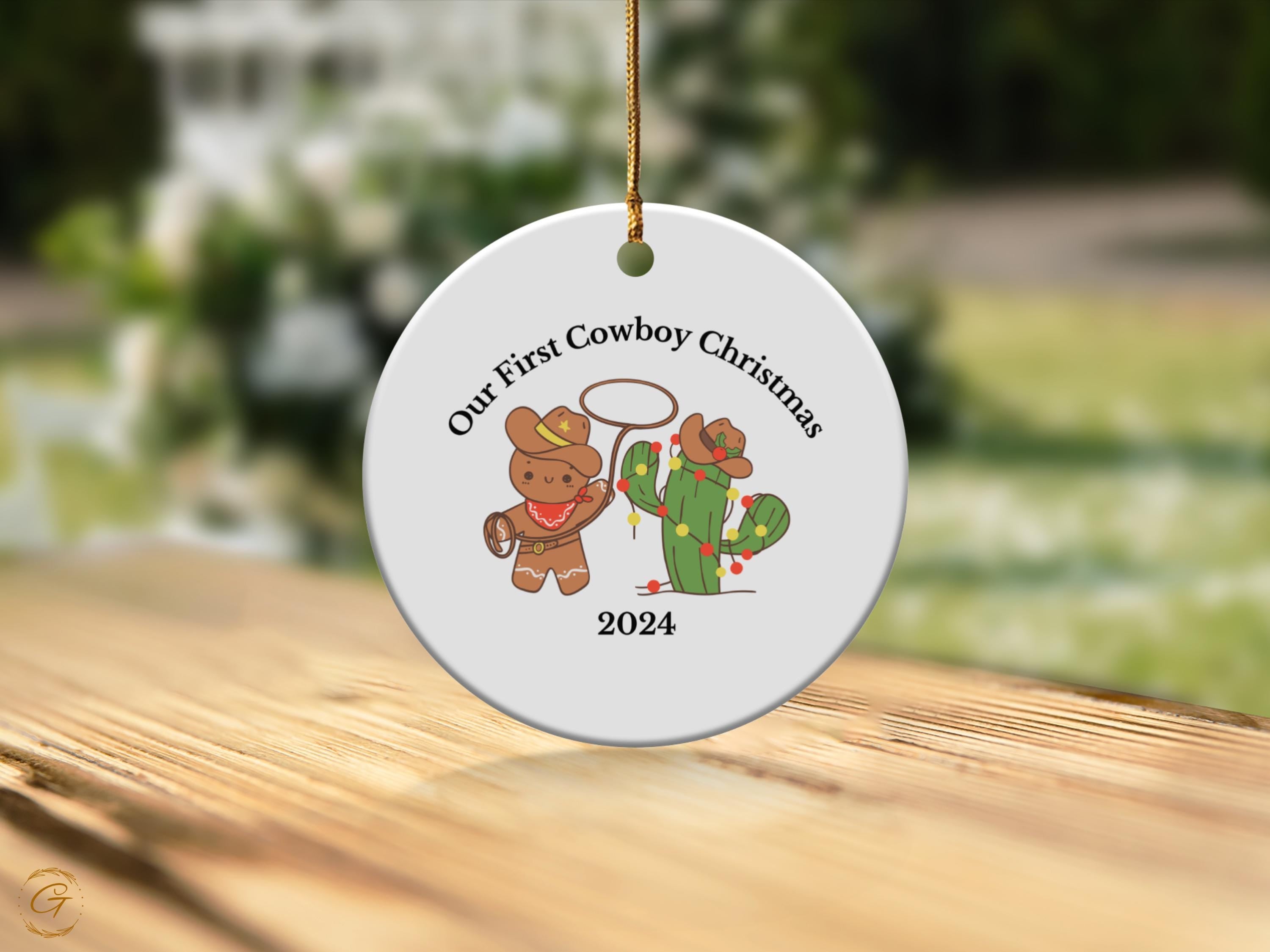 Western Cowboy Ornament 2024, Our First Cowboy Christmas Western Christmas Decor, Cute Gingerbread Cowboy Cactus, Holiday Christmas Keepsake
