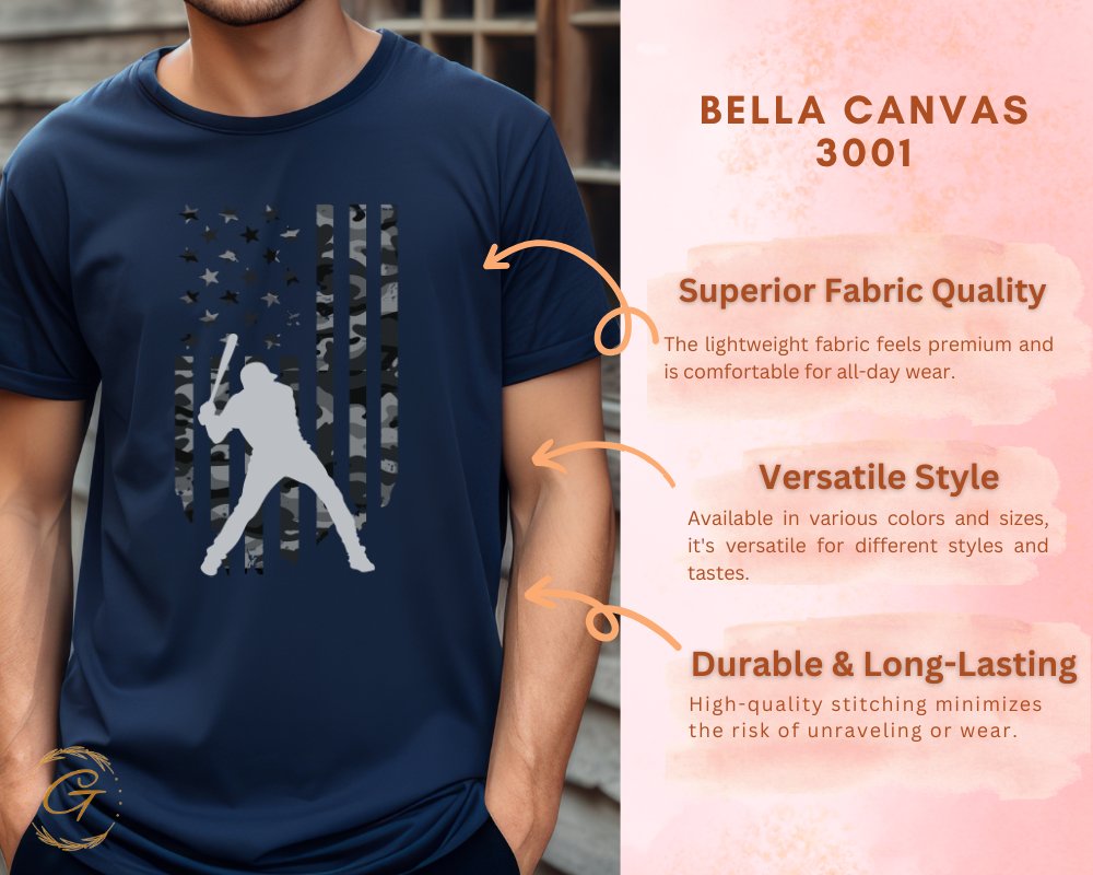 Patriotic Baseball Flag Graphic Tee for Casual Product