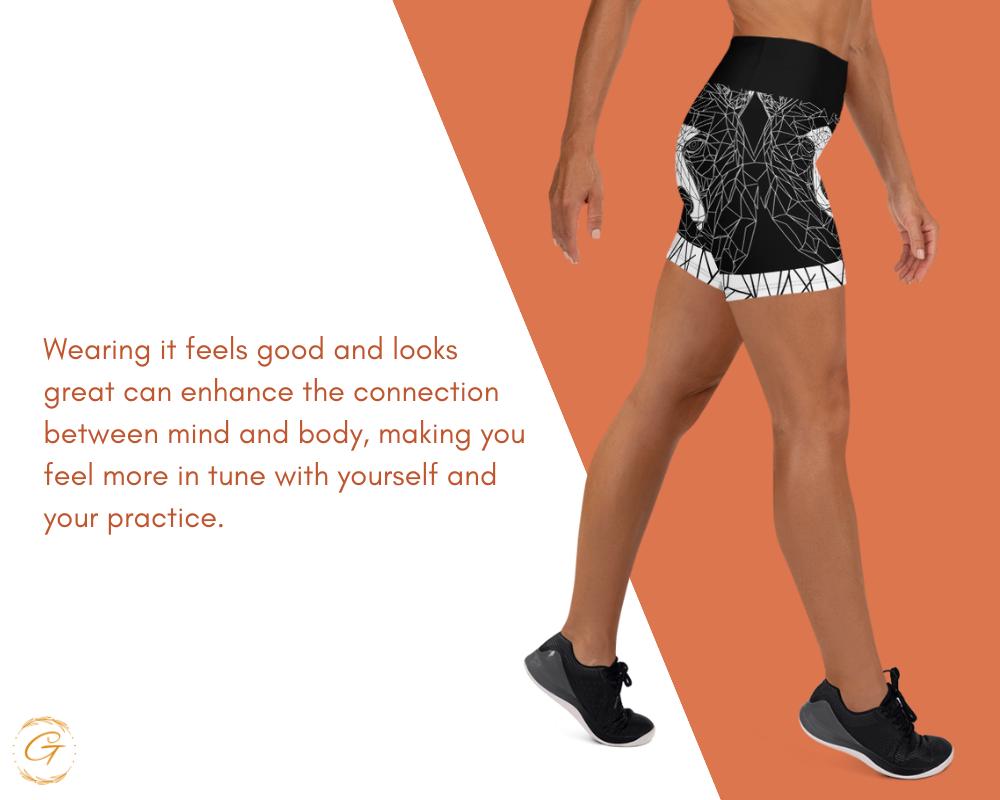 Geometric Bear High-Waisted Yoga Shorts