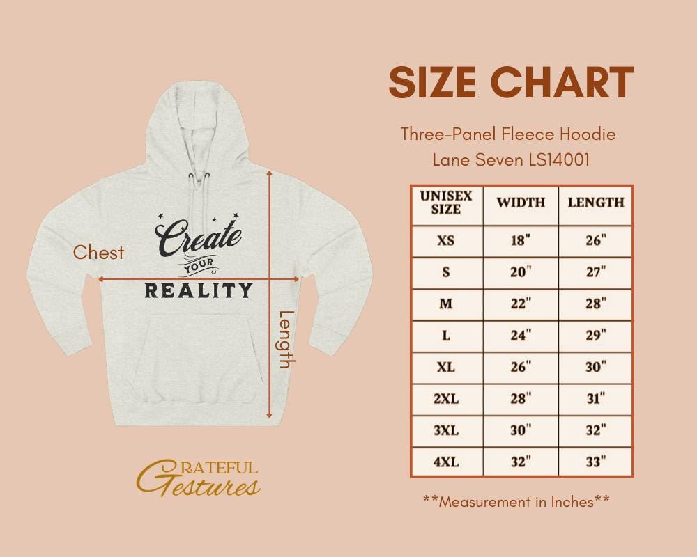 Three-Panel Fleece Hoodie with Graphic 'Create Your Reality' Design