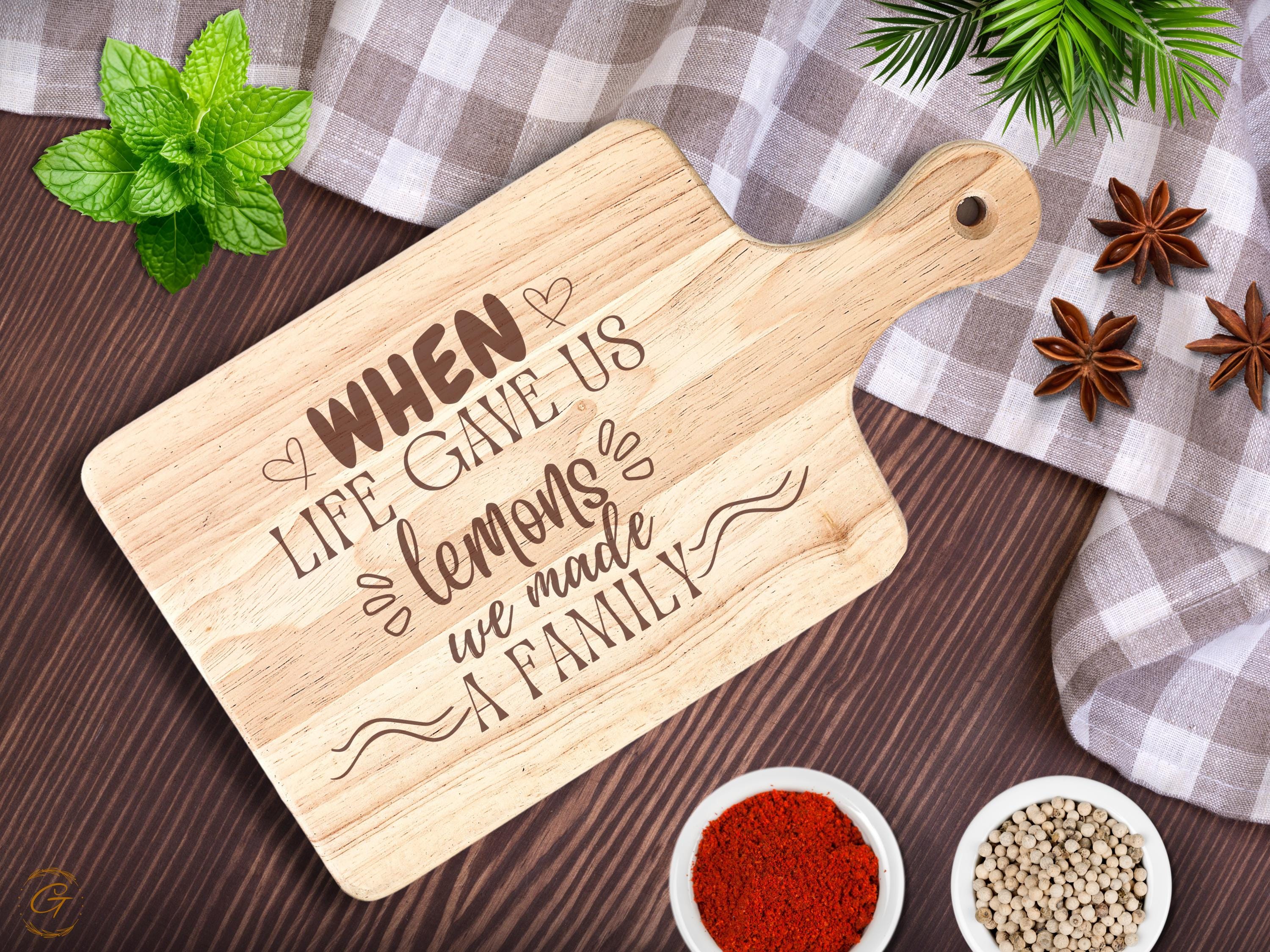 When Life Gave Us Lemons Cutting Boards | Engraved Hardwood Kitchen Gifts | Rustic Lemon-Themed Board | American-Made for Cooking & Serving