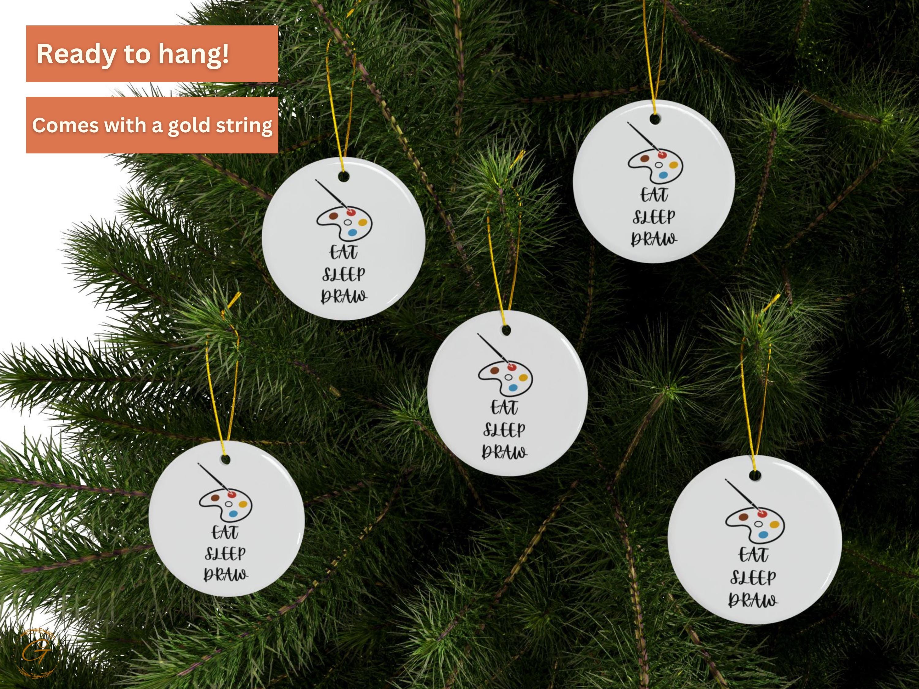Art Palette Ornament, Eat Sleep Draw Quote, Artist Gift, Creative Decor, Unique Christmas Decoration, Art Lover's Ornament, Gift for Artists