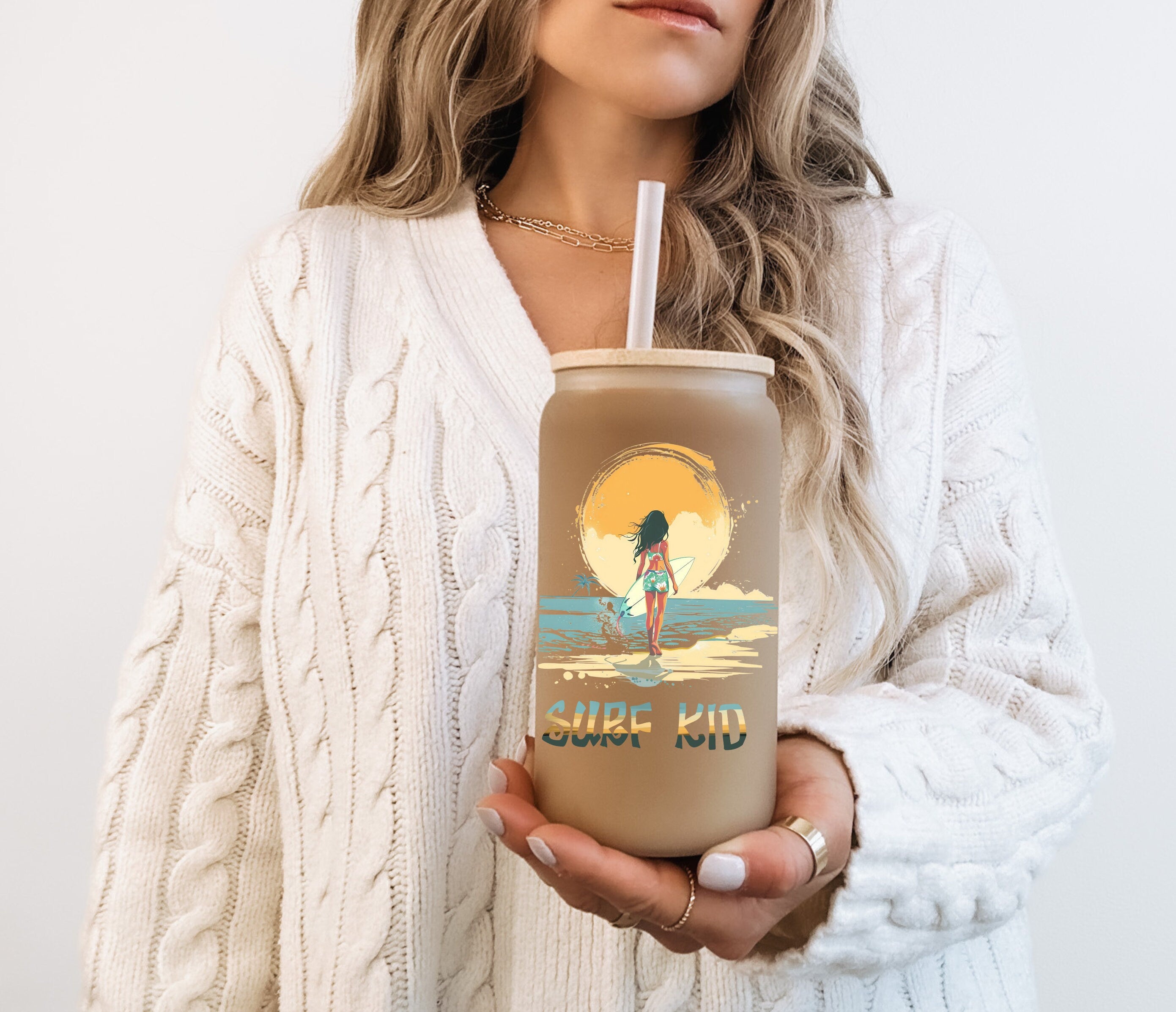 Surf Kid Frosted Glass Cup