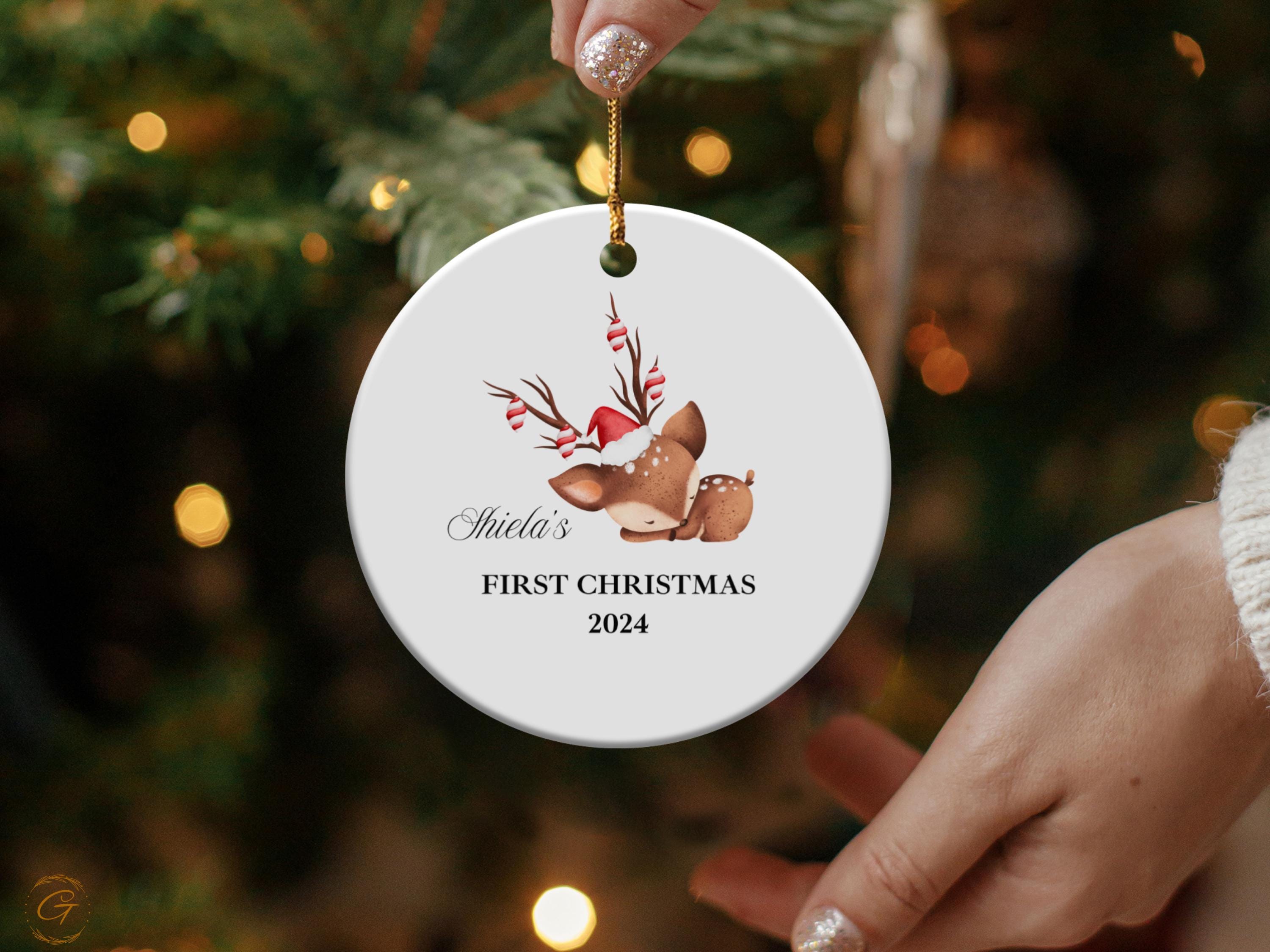Personalized Reindeer Ornaments, First Christmas 2024, Personalized Deer Christmas Ornaments, Adorable Baby Reindeer Keepsake, Holiday Gifts