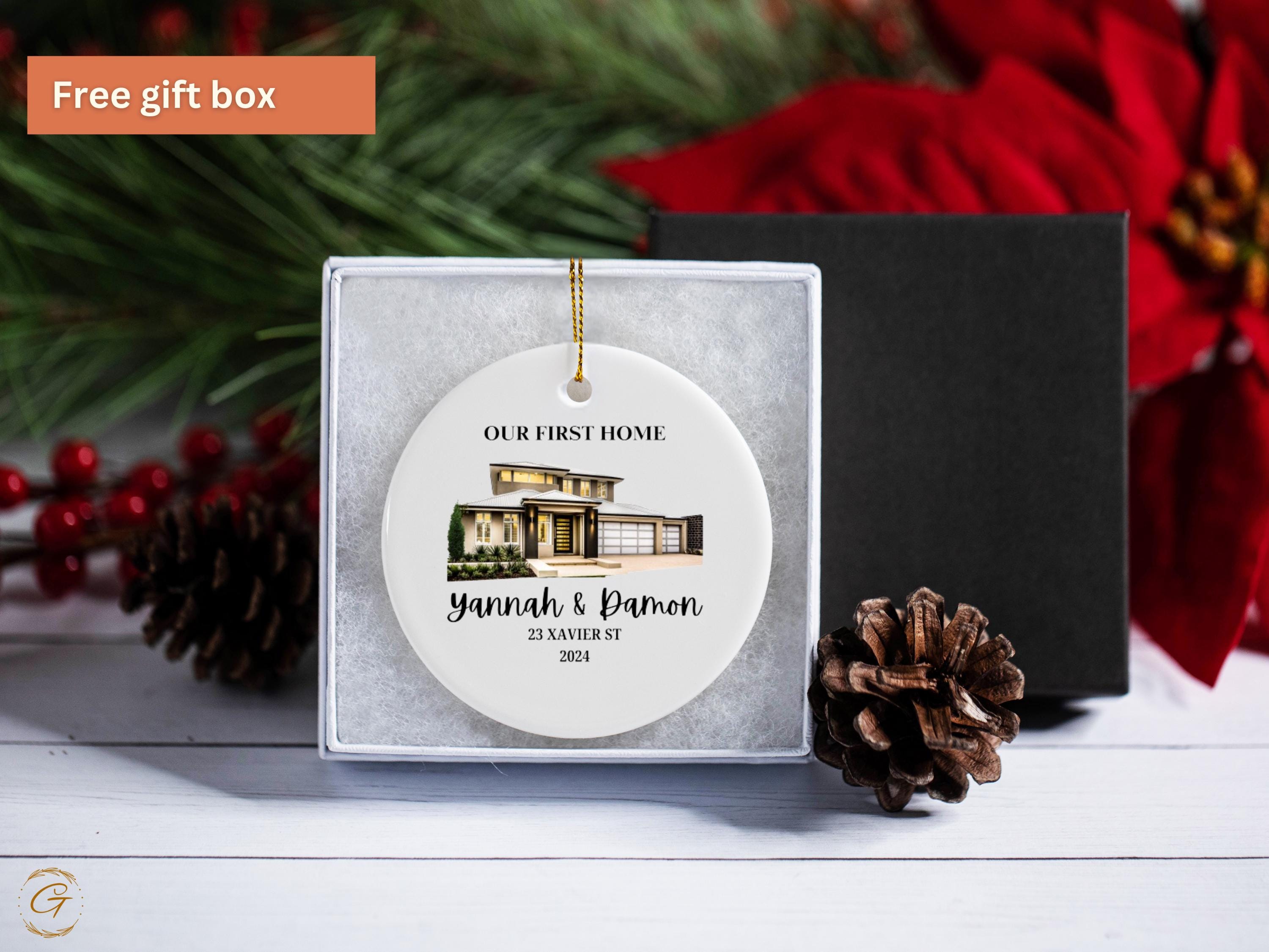 Personalized First Home Ornament, Custom Housewarming Gifts, New Homeowner Keepsake, House Photo Ornament, Home Sweet Home Gift for Neighbor