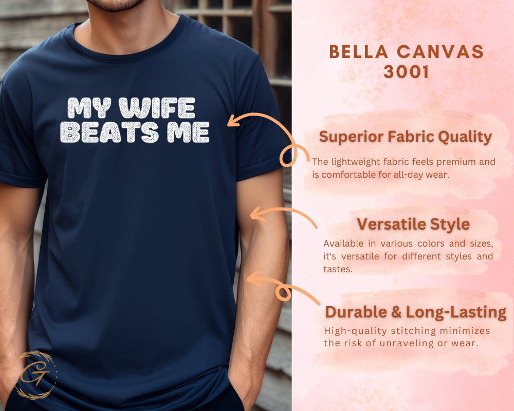 My Wife Beats Me Blue Graphic Tee Shirt product