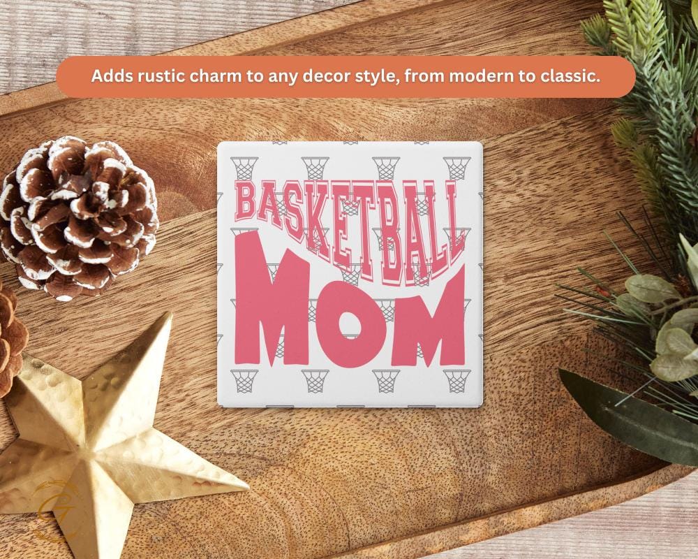 Basketball Mom Square Soapstone Coasters with Cork Backing