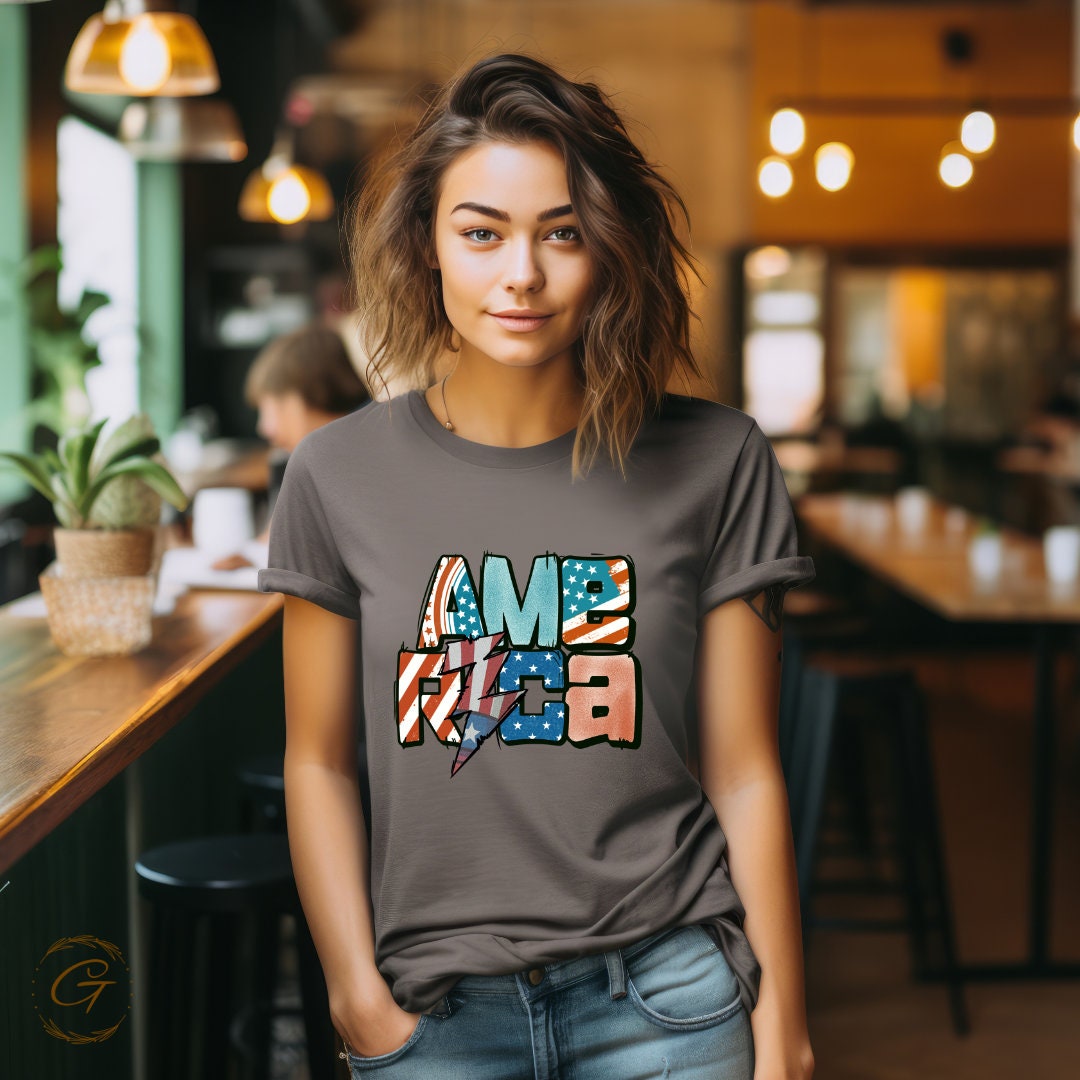 AMERICA T-Shirt Stylish Graphic Word Tee