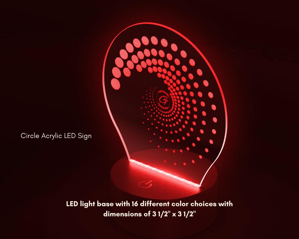 G Dots Design Circle Acrylic LED Sign, Custom Wall Light