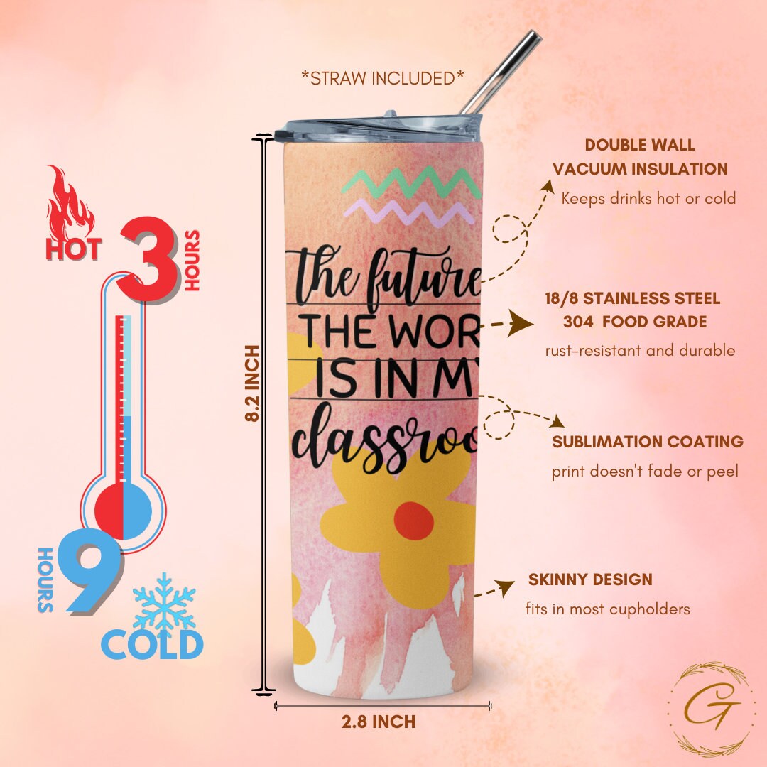 The Future of the World is in my Classroom Teacher Skinny 20oz Tumbler