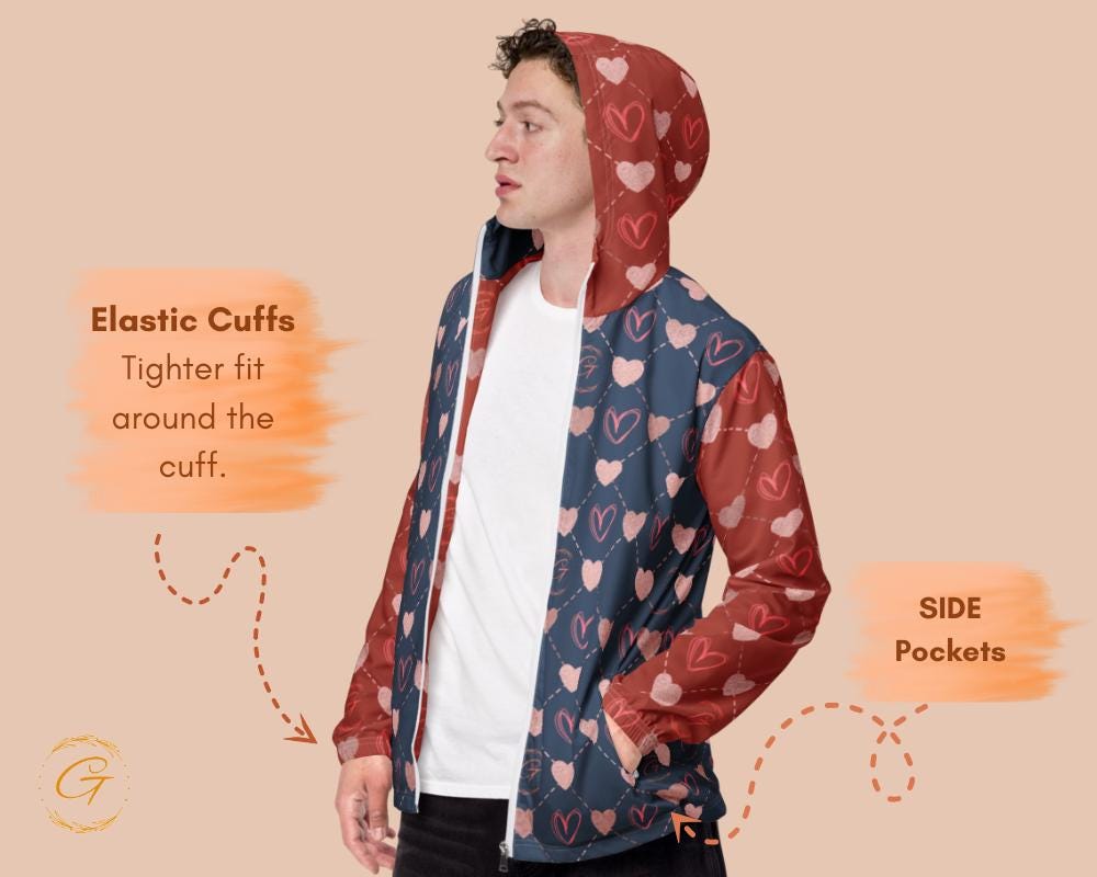 Men’s Windbreaker G Heart Stylish Zip-Up Jacket