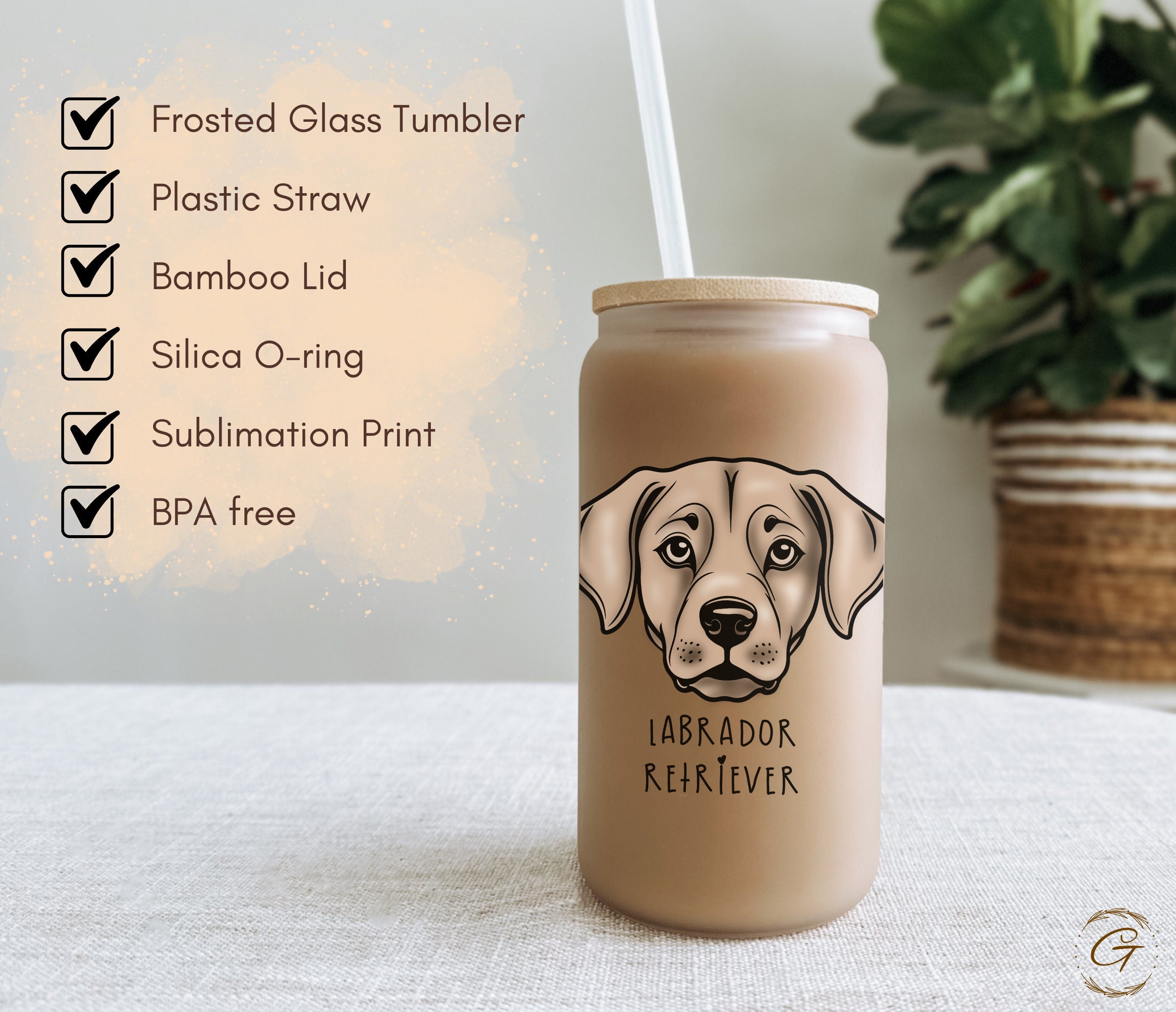 Labrador Retriever Dog Design Frosted Glass