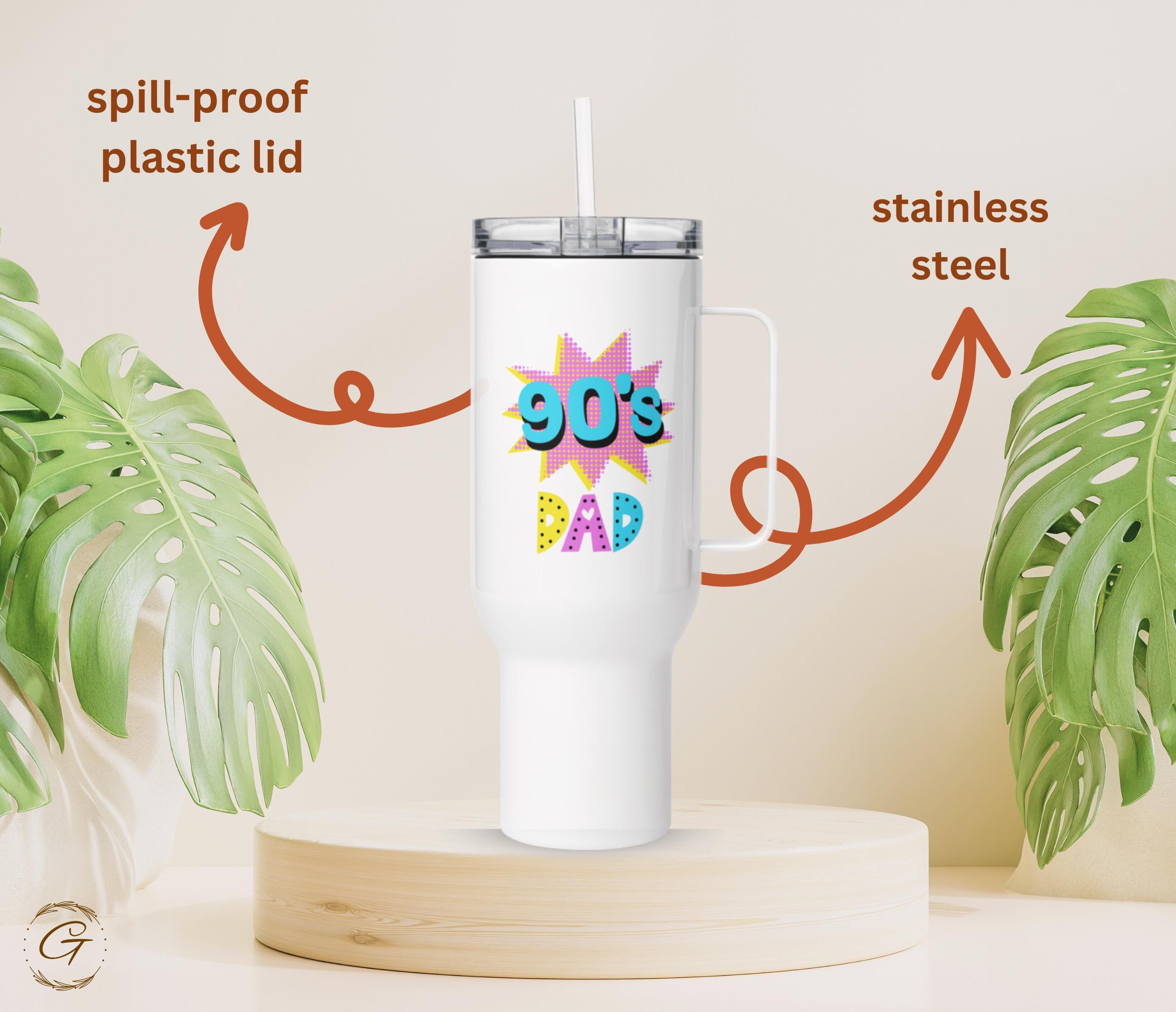 90’s Dad Travel Mug with Handle Retro Coffee Tumblers