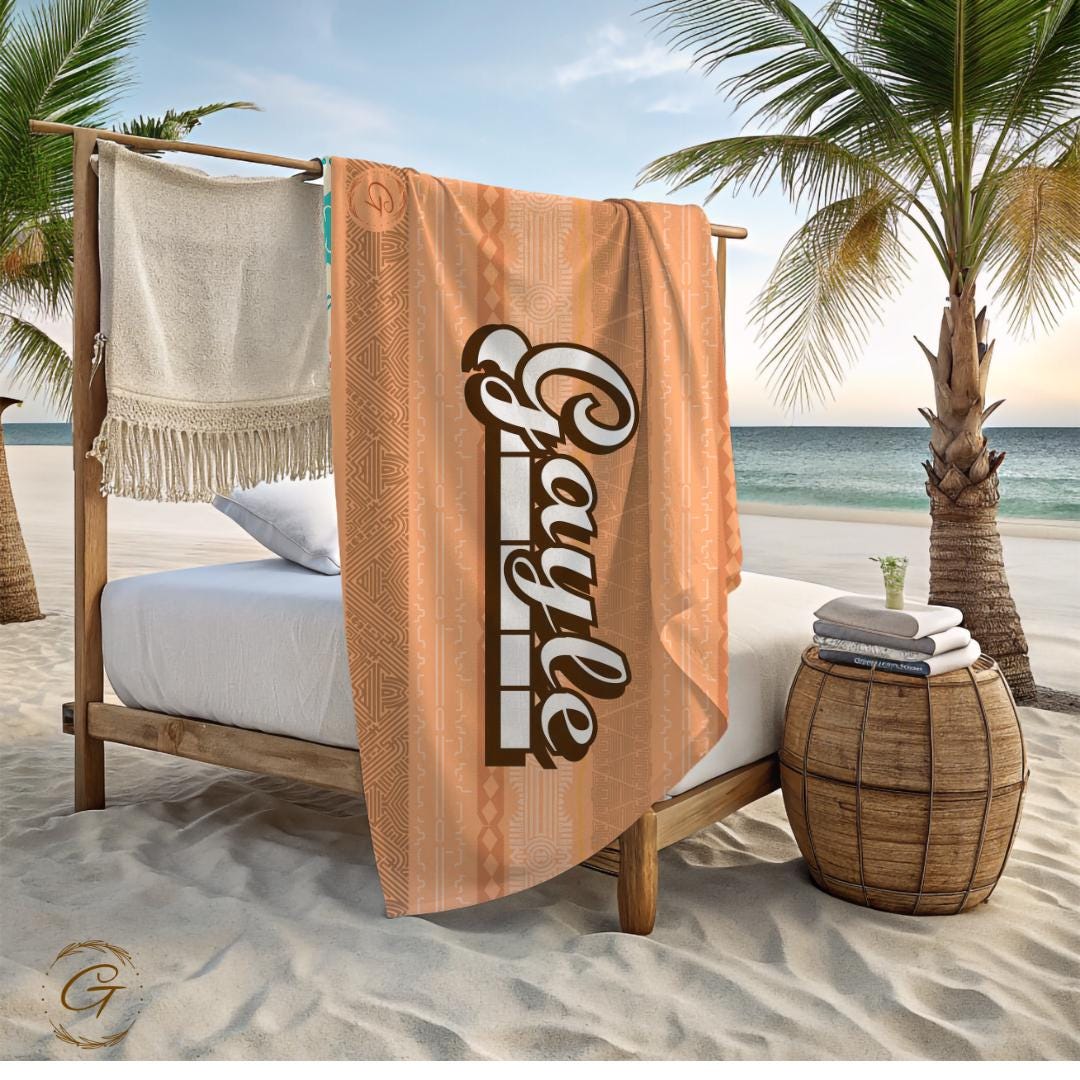 Aztec Design With Personalized Name Beach Towel