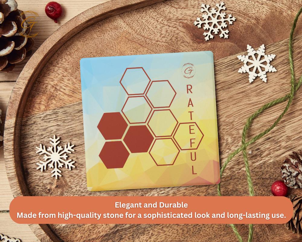 Soapstone Coaster Polygon Gvert Design with Cork Backing