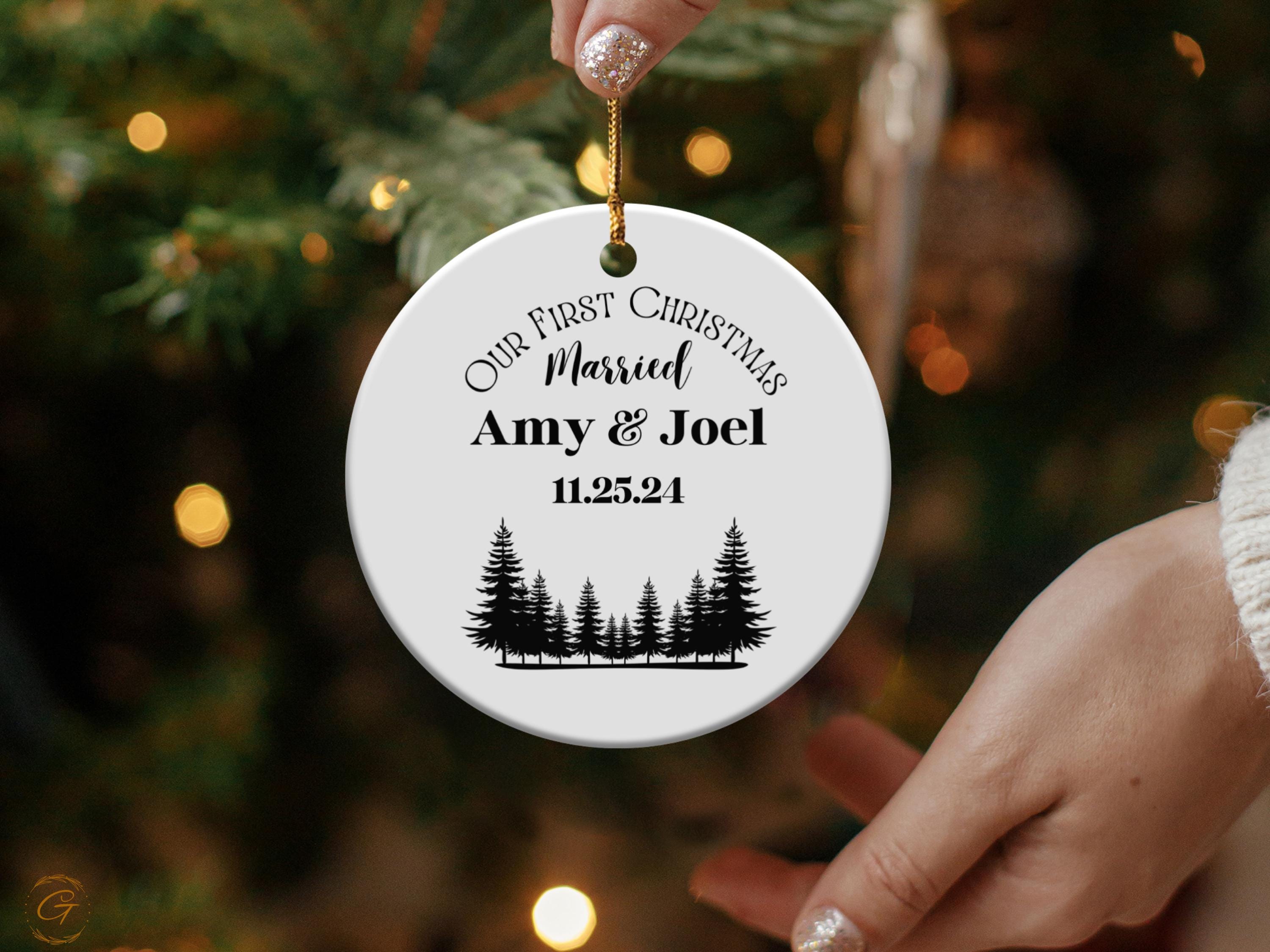 Personalized First Christmas Ornament, Married Personalized Ornament, Custom Tree Design Ornament Keepsake Newlywed Gift, Ideal Married Gift