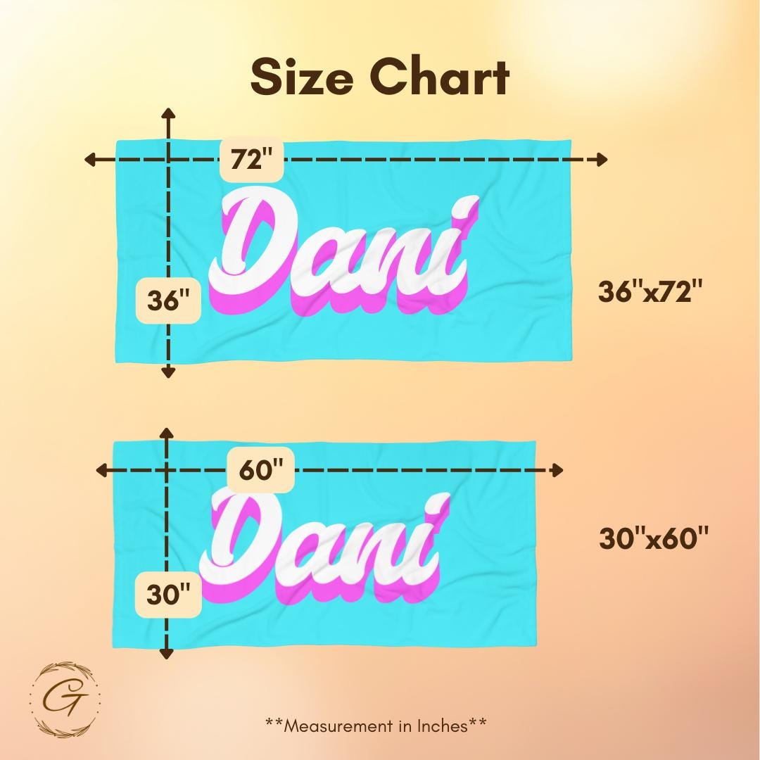 Colorful Beach Towel with Custom Name, Personalized Pool Big Towel