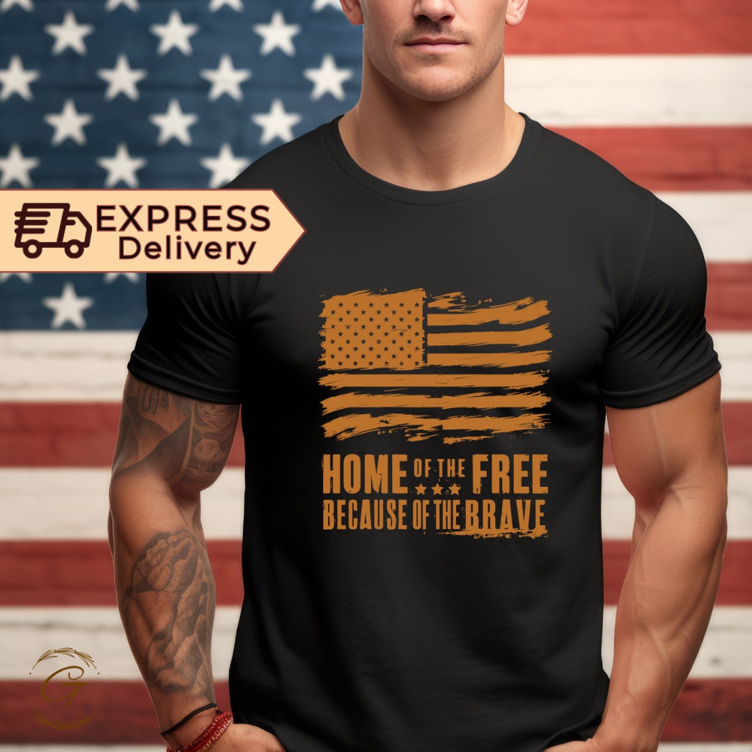 Vintage American Flag "Home of the Free" T-Shirt – Retro Patriotic Graphic Tee