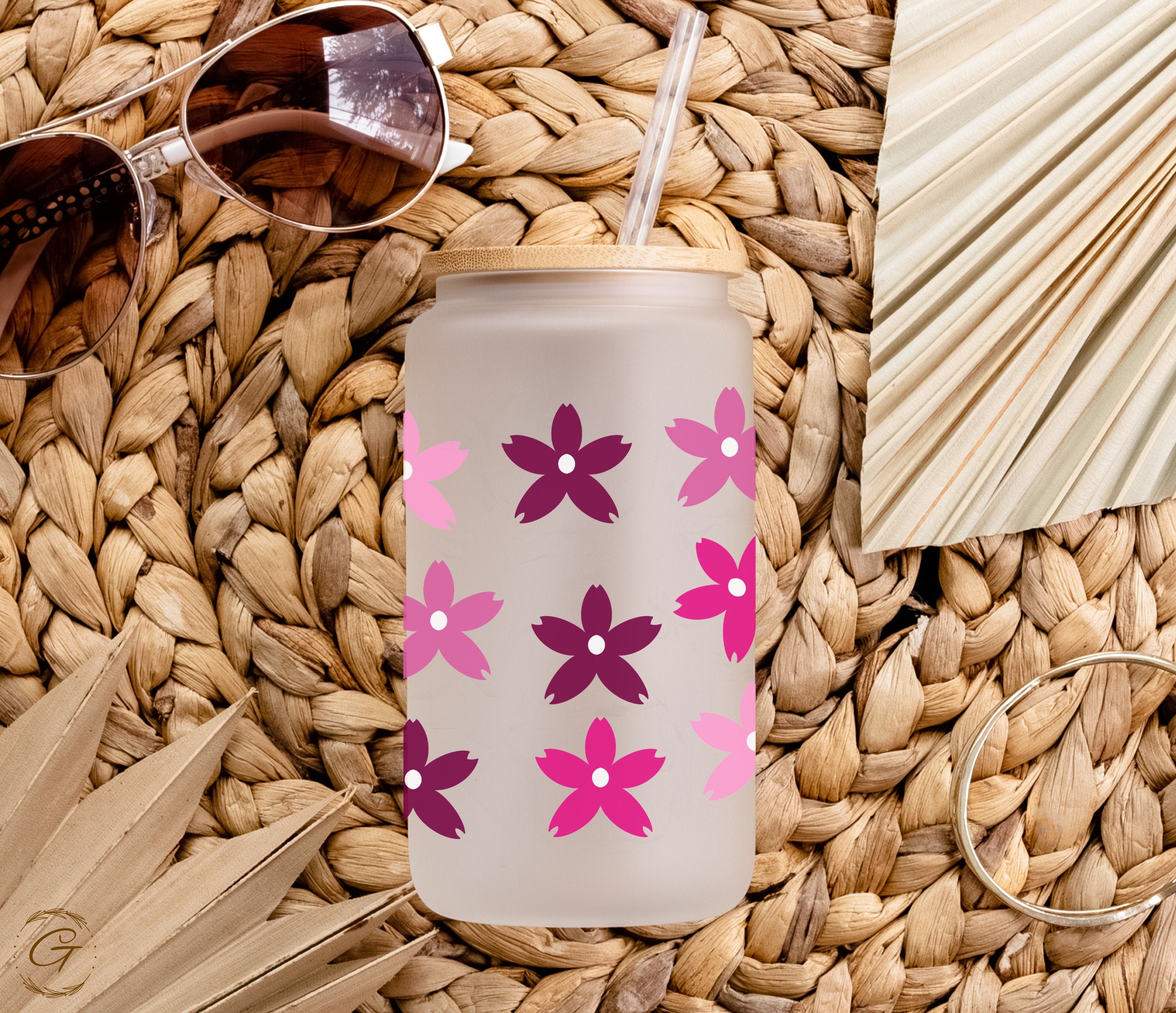 Pink Sakura Floral 16-oz Frosted Cup