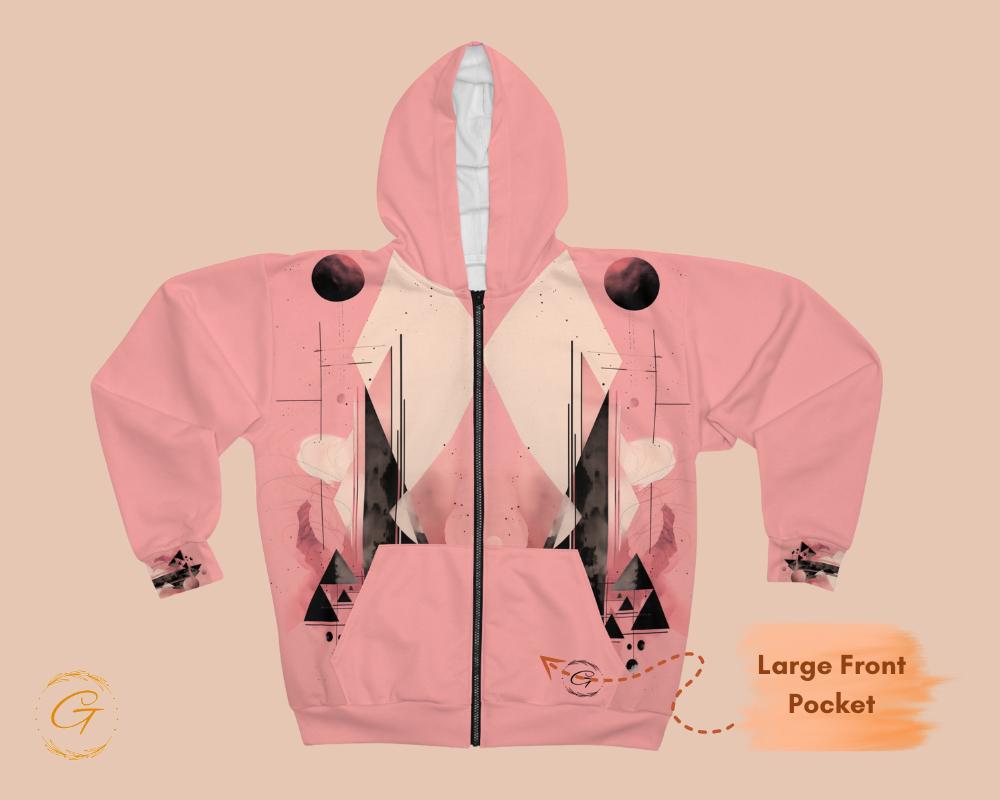 Quantum Polygons Unisex Zip Hoodie All-Over Print